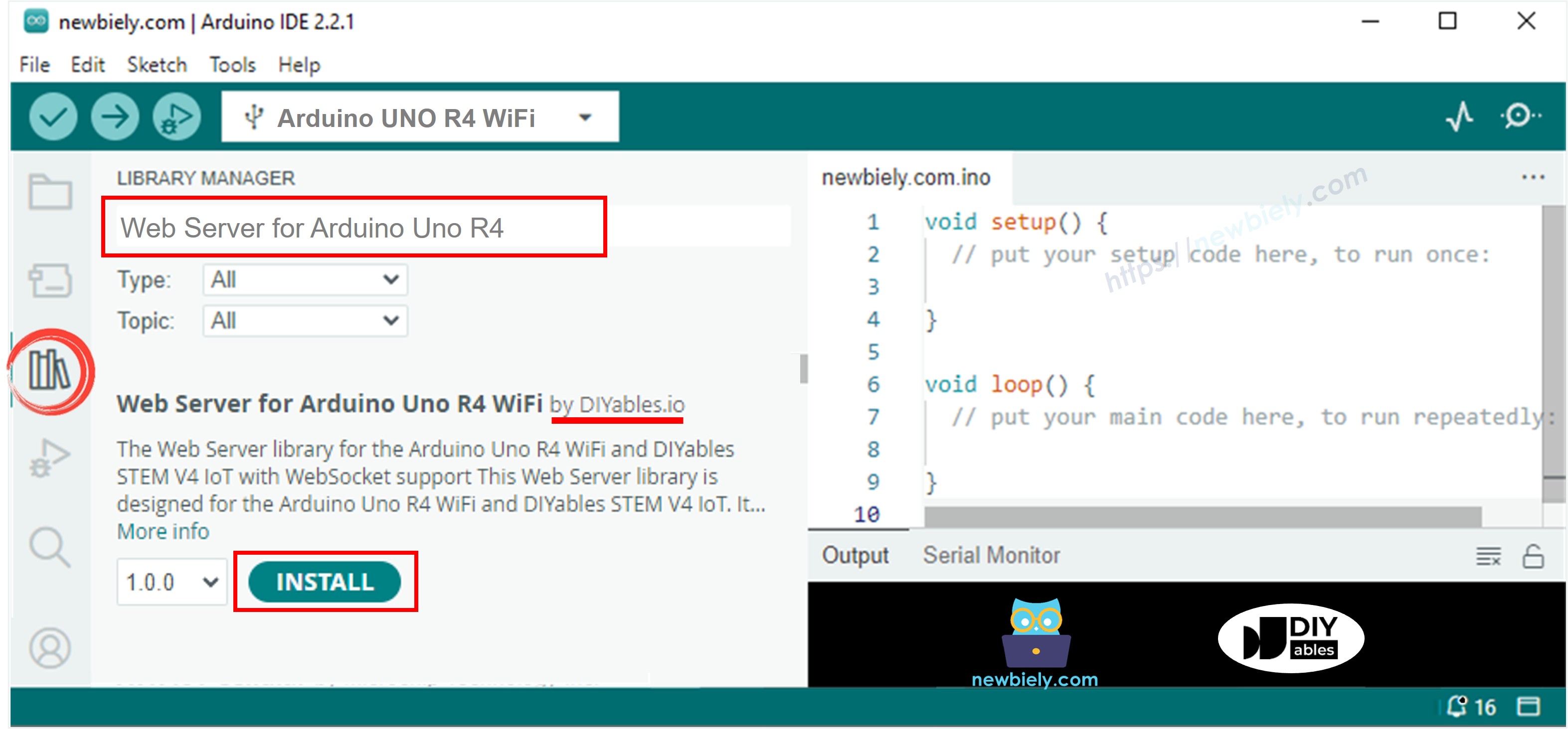 Bibliothèque du serveur Web pour Arduino UNO R4