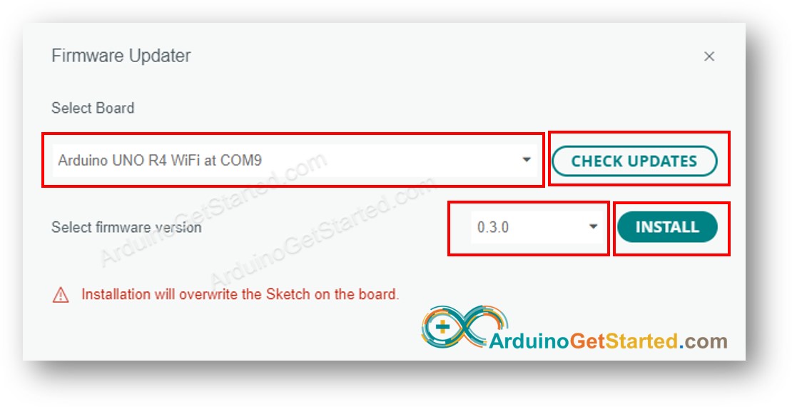 Mise à jour du firmware Arduino Uno R4 WiFi