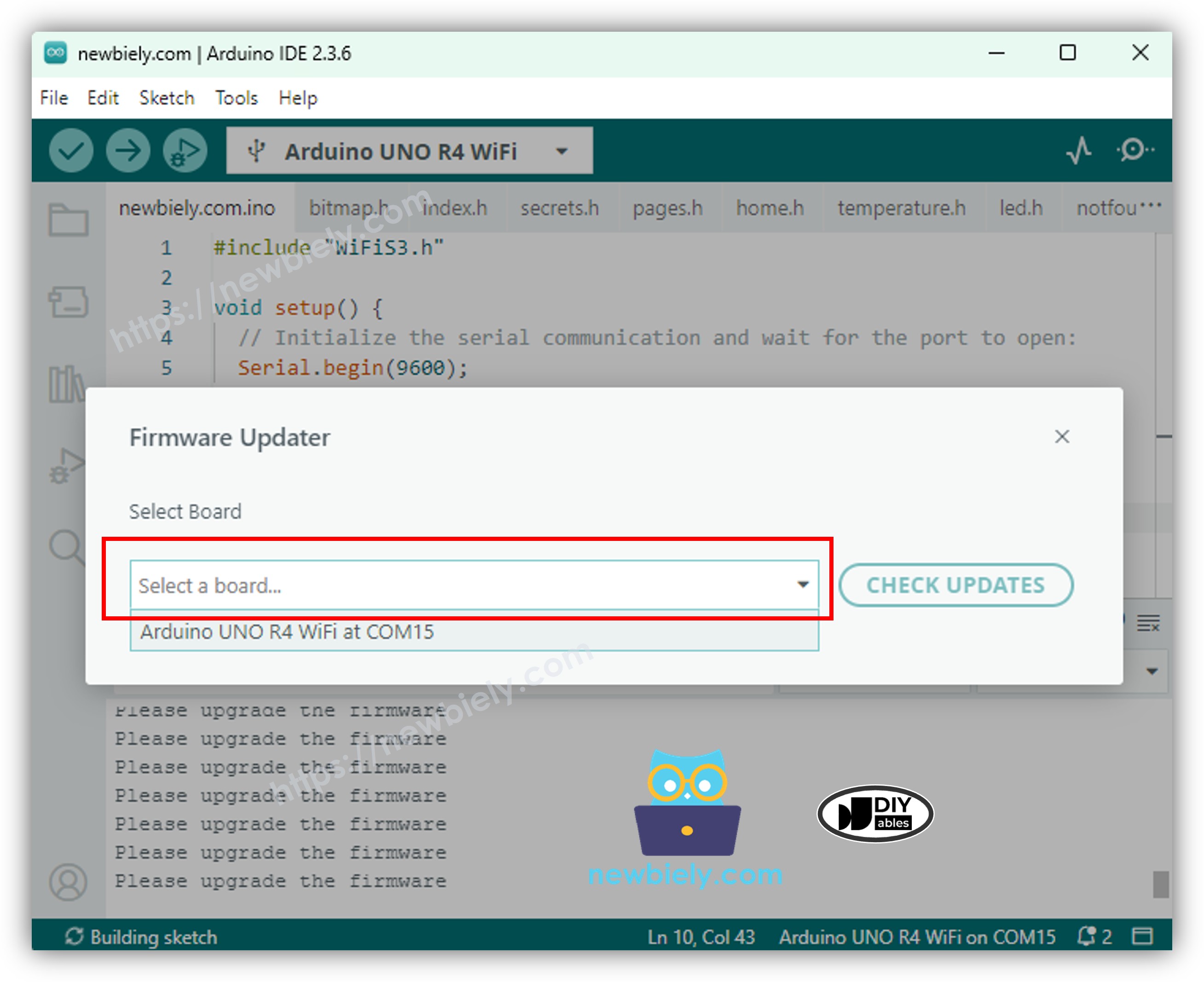 Mise à jour du firmware pour Arduino Uno R4 WiFi