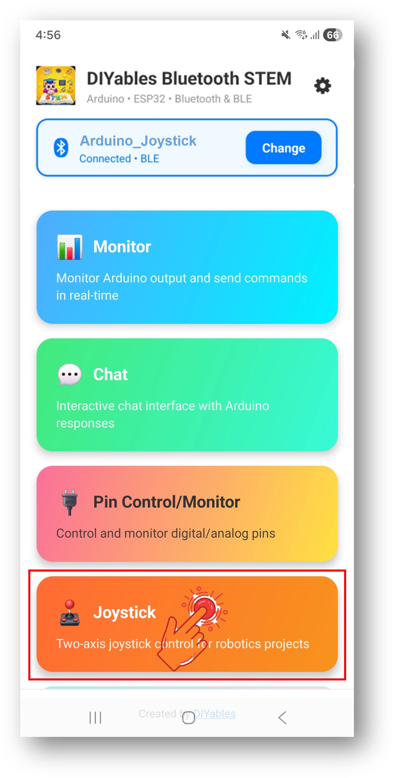 DIYables Bluetooth App - Écran d'Accueil avec Application Joystick
