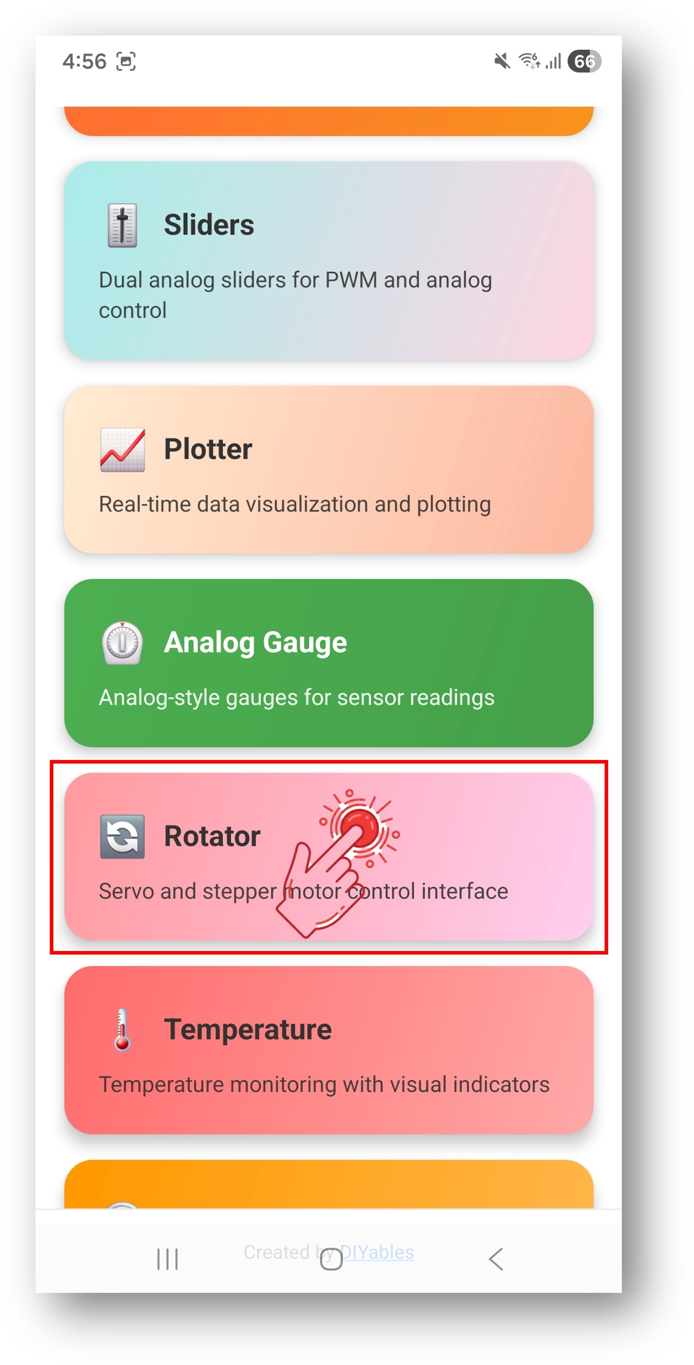 Application DIYables Bluetooth - Écran d'Accueil avec Application Rotator