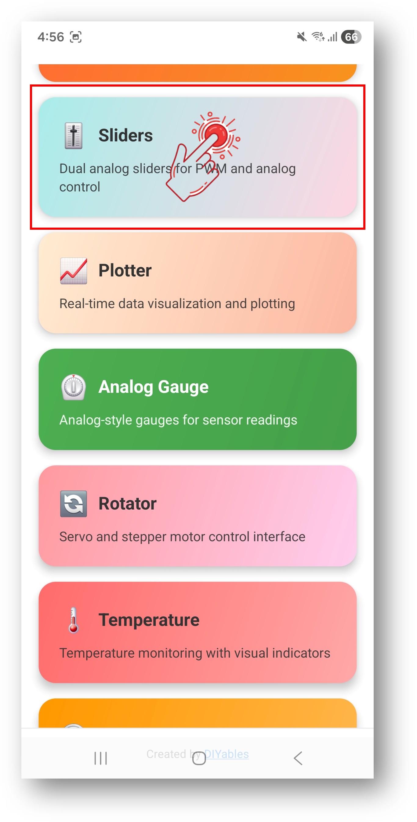DIYables Bluetooth App - Écran d'accueil avec application Slider