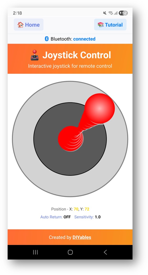 Application DIYables Bluetooth - Écran Joystick