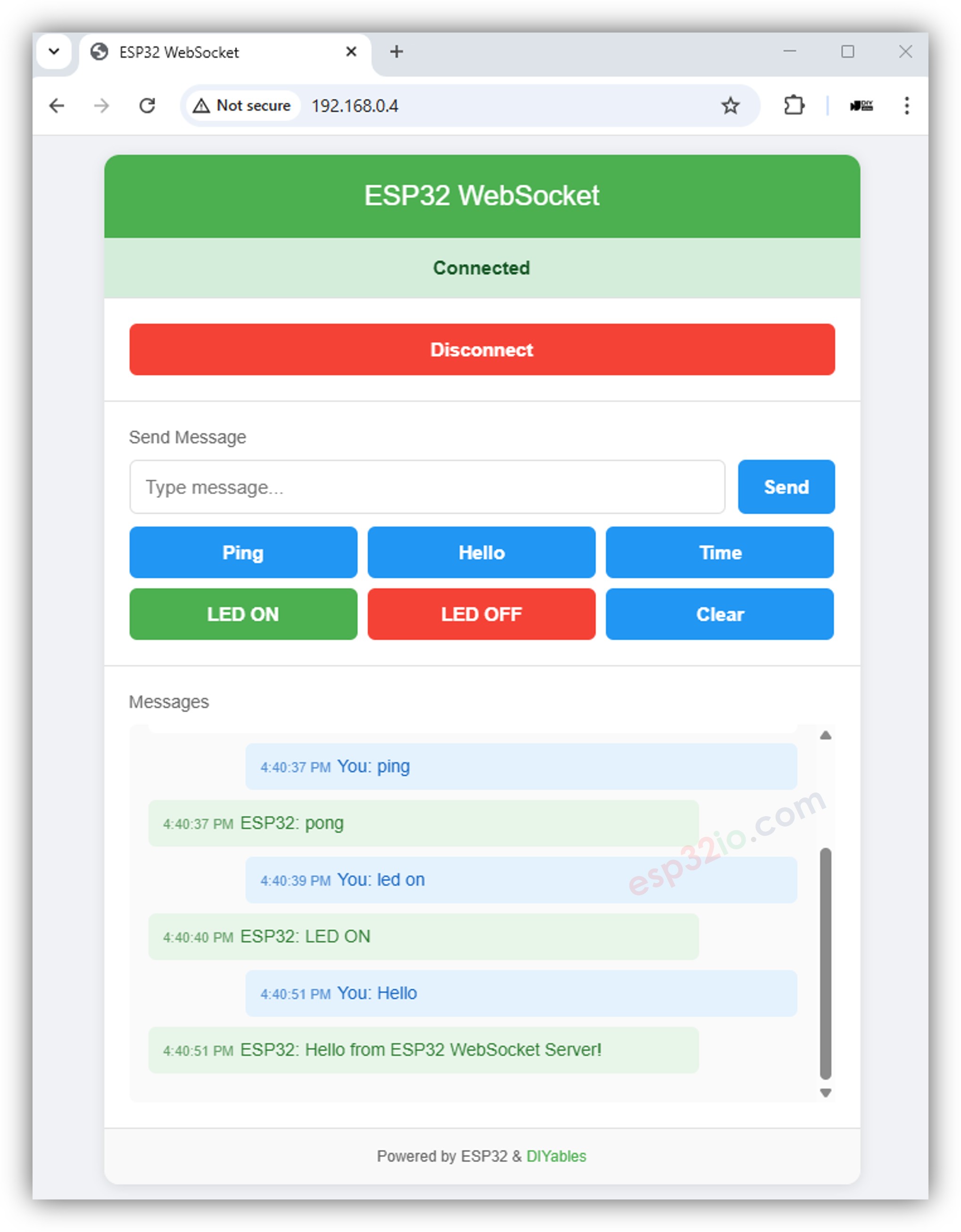 Démonstration WebSocket ESP32