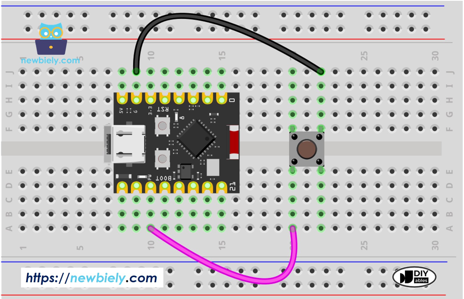 Schéma de Câblage du Bouton ESP32 C3 Super Mini