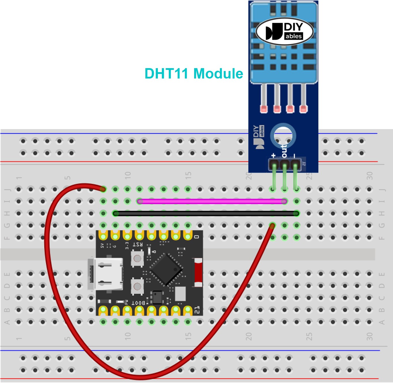Schéma de Câblage du Module de Température et Humidité DHT11 ESP32 C3 Super Mini