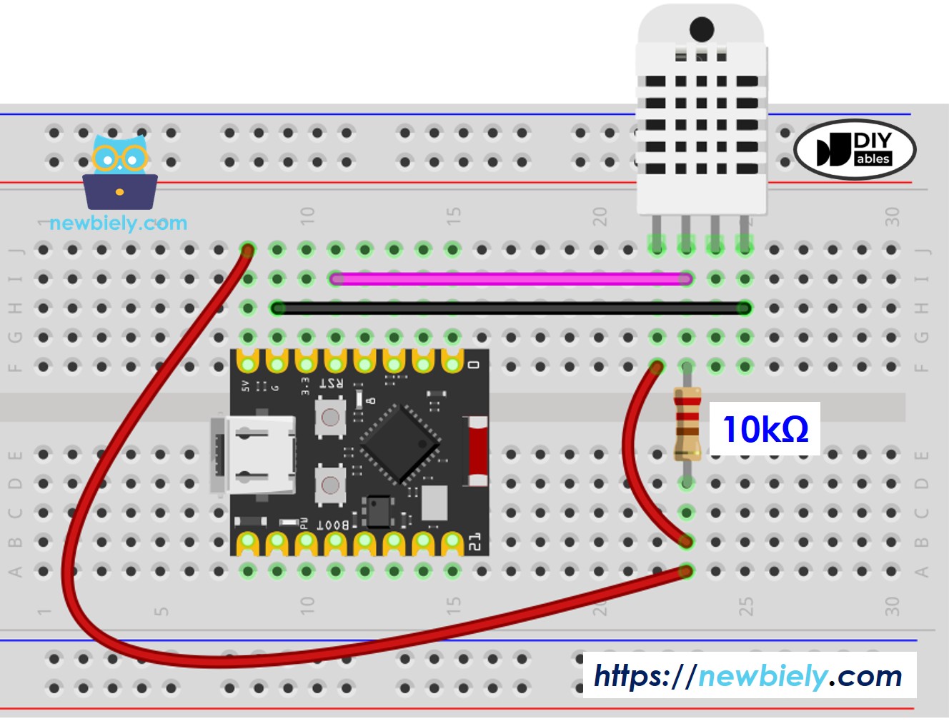 Schéma de Câblage du Capteur de Température et Humidité DHT22 ESP32 C3 Super Mini
