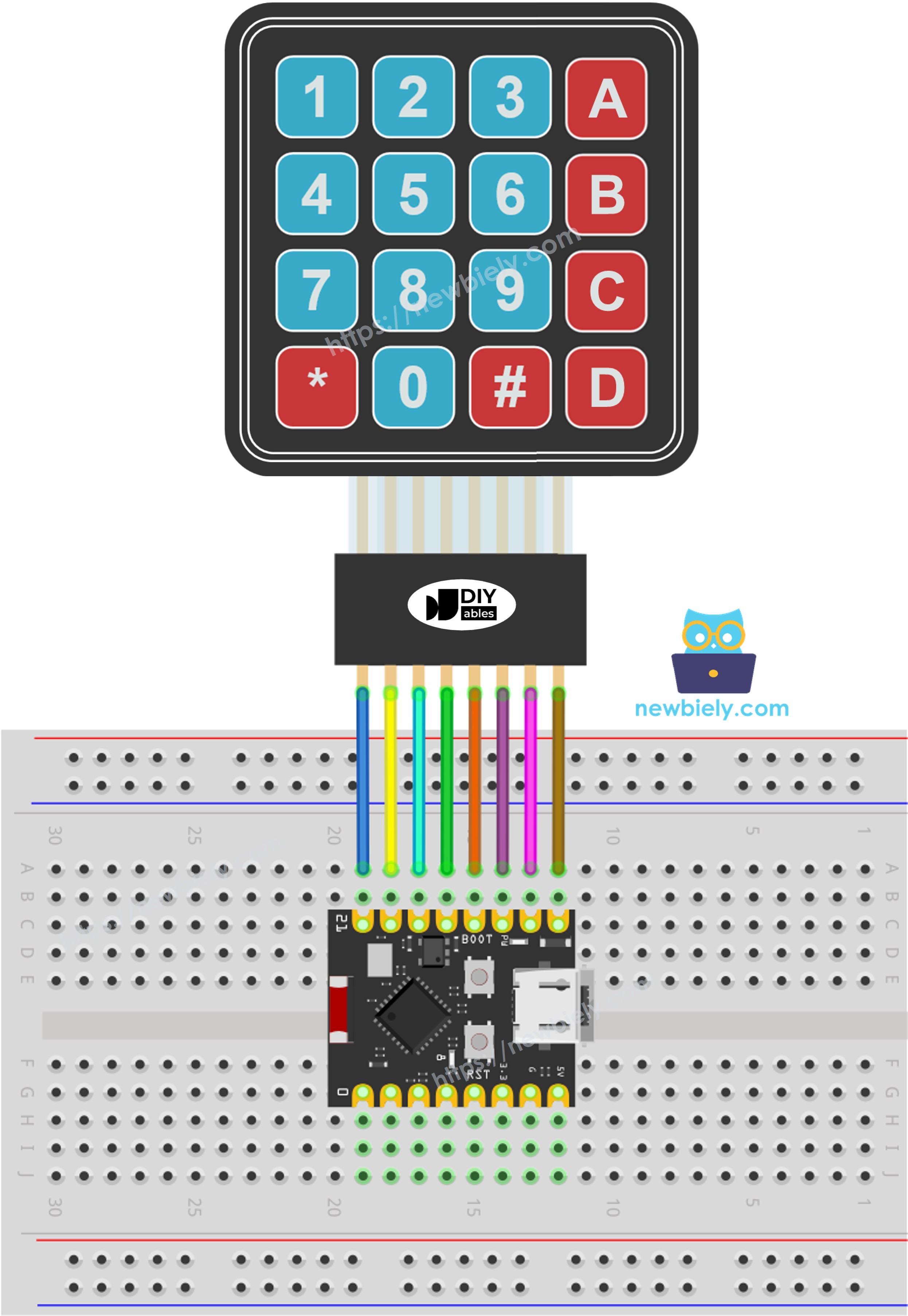 Schéma de Câblage ESP32 C3 Super Mini Clavier 4x4