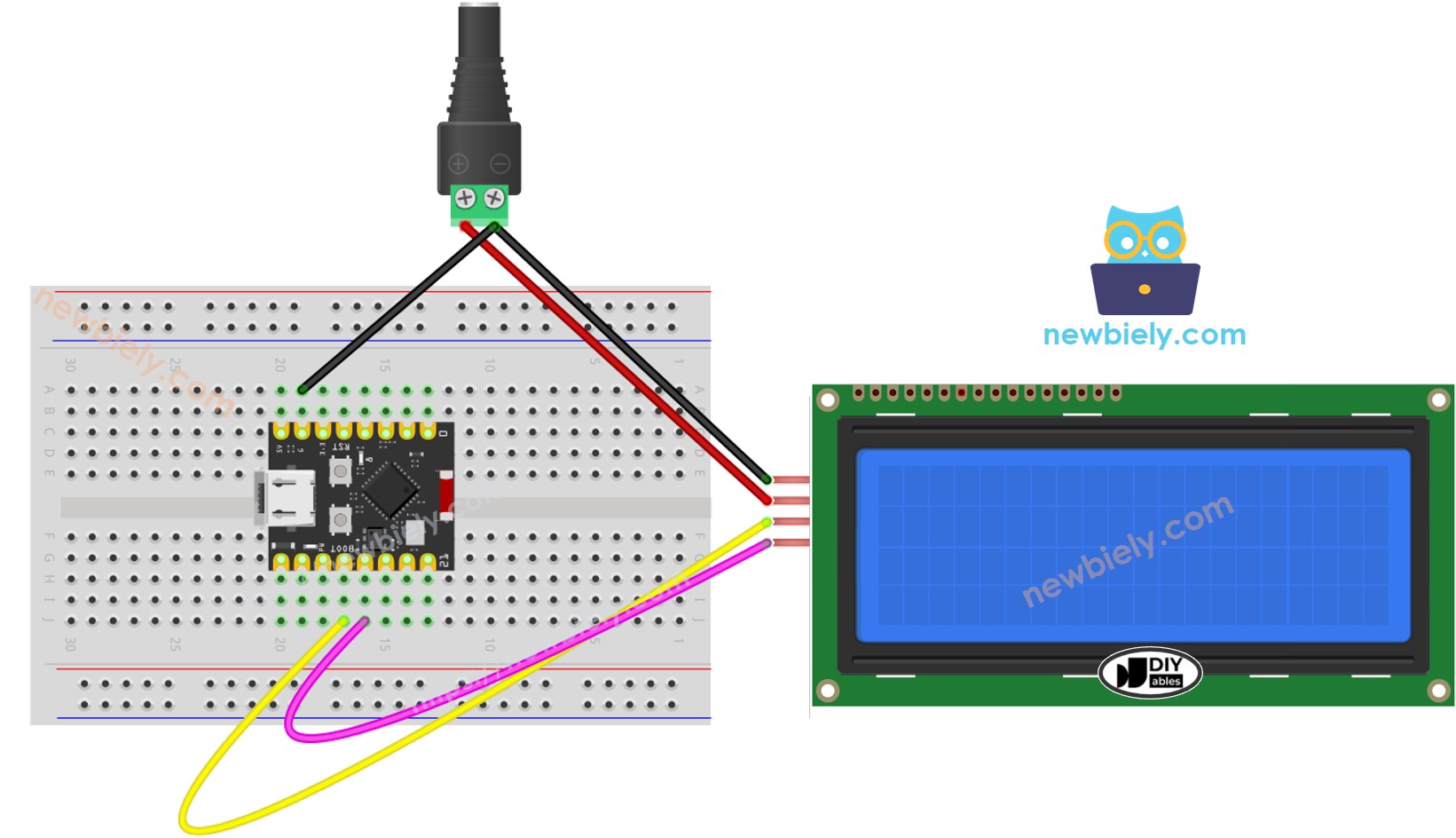 ESP32 C3 Super Mini LCD 20x4 I2C external power source wiring diagram