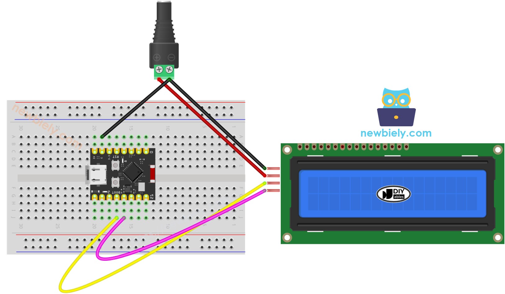 ESP32 C3 Super Mini LCD I2C 5V power source wiring diagram