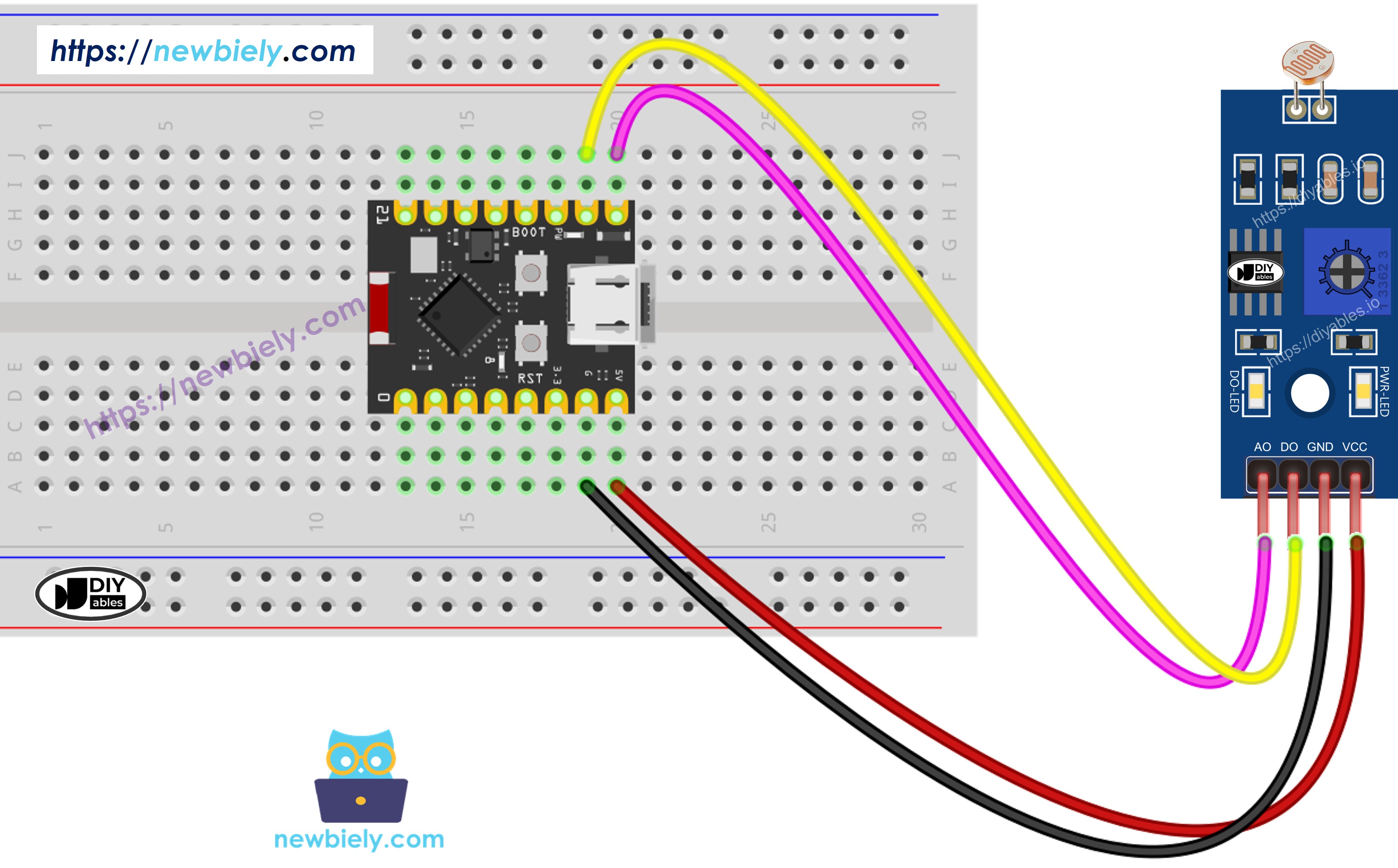 ESP32 C3 Super Mini LDR Light Sensor Module wiring diagram