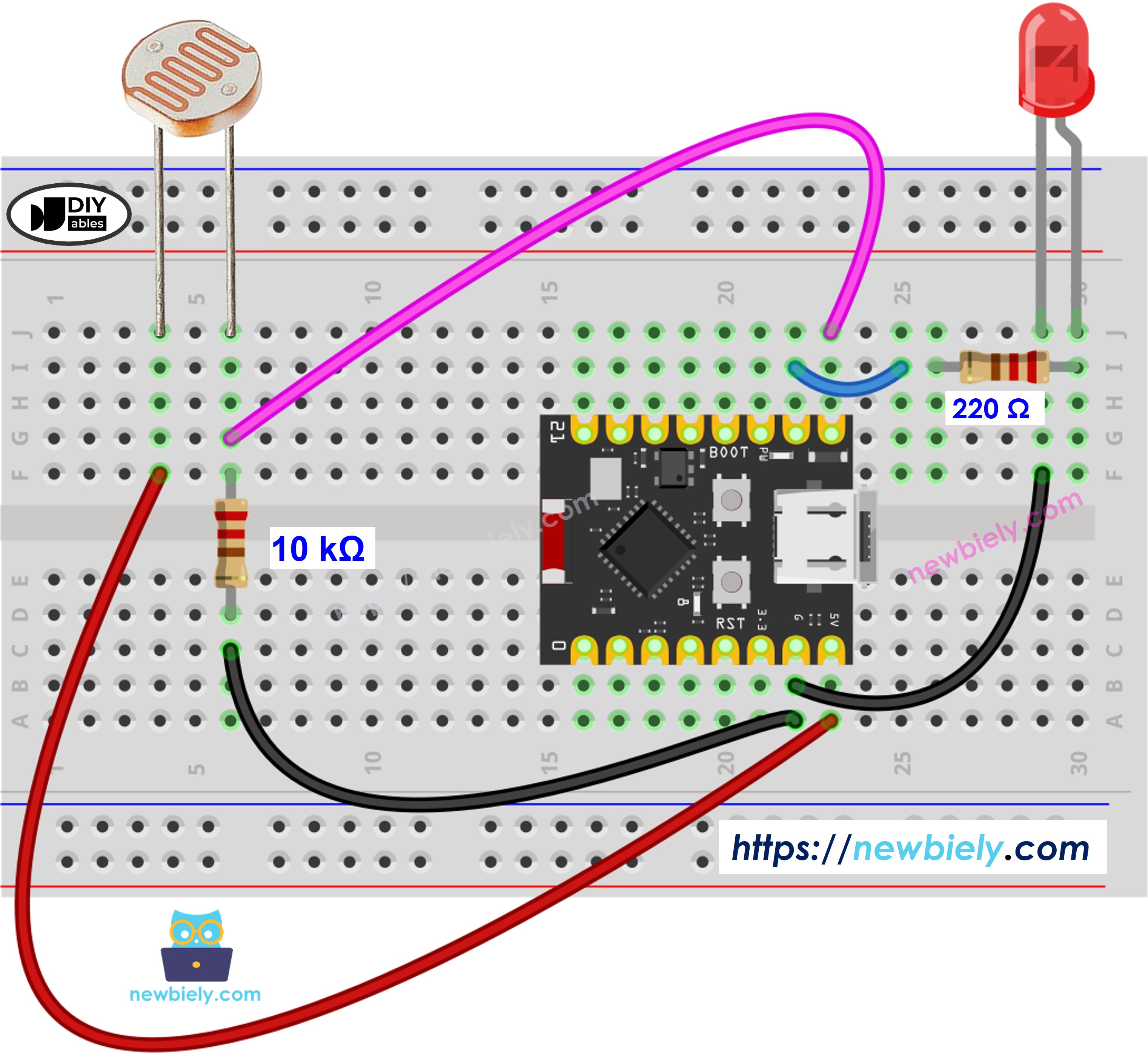 Schéma de Câblage Capteur de Lumière LED ESP32 C3 Super Mini