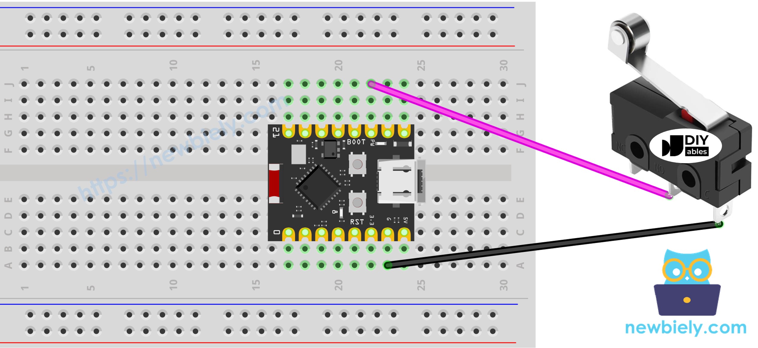 Schéma de Câblage ESP32 C3 Super Mini Interrupteur de Fin de Course