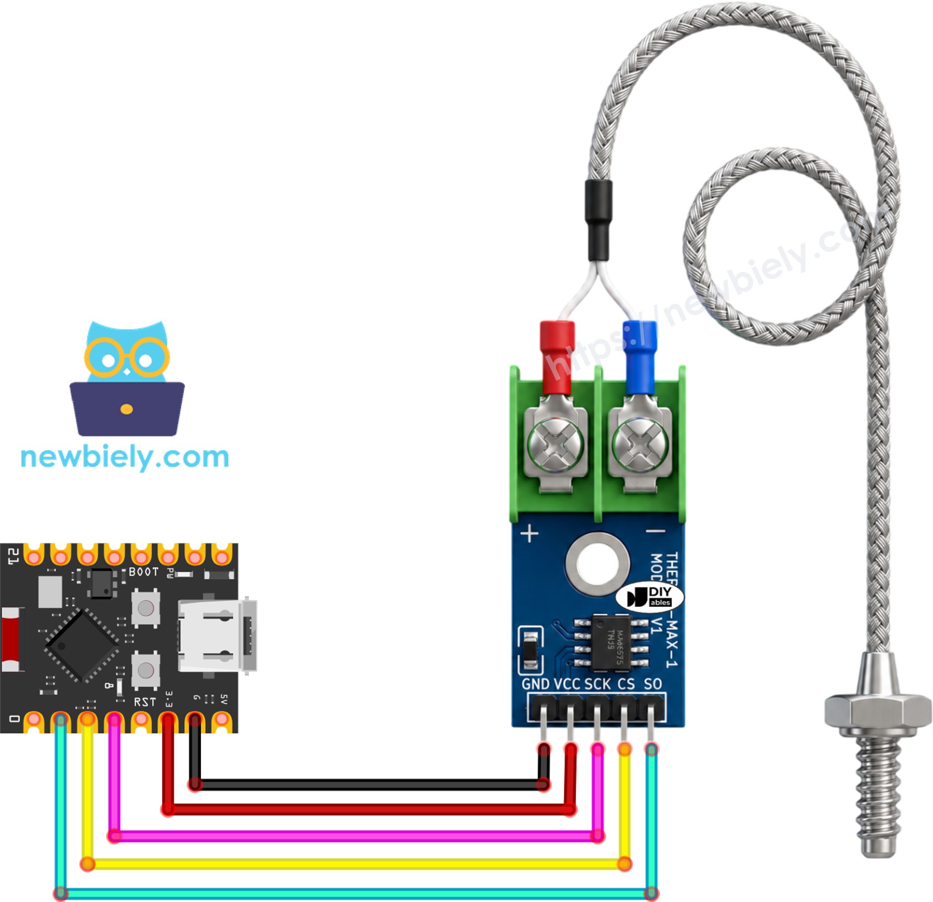 Schéma de Câblage ESP32 C3 Super Mini Module Thermocouple MAX6675
