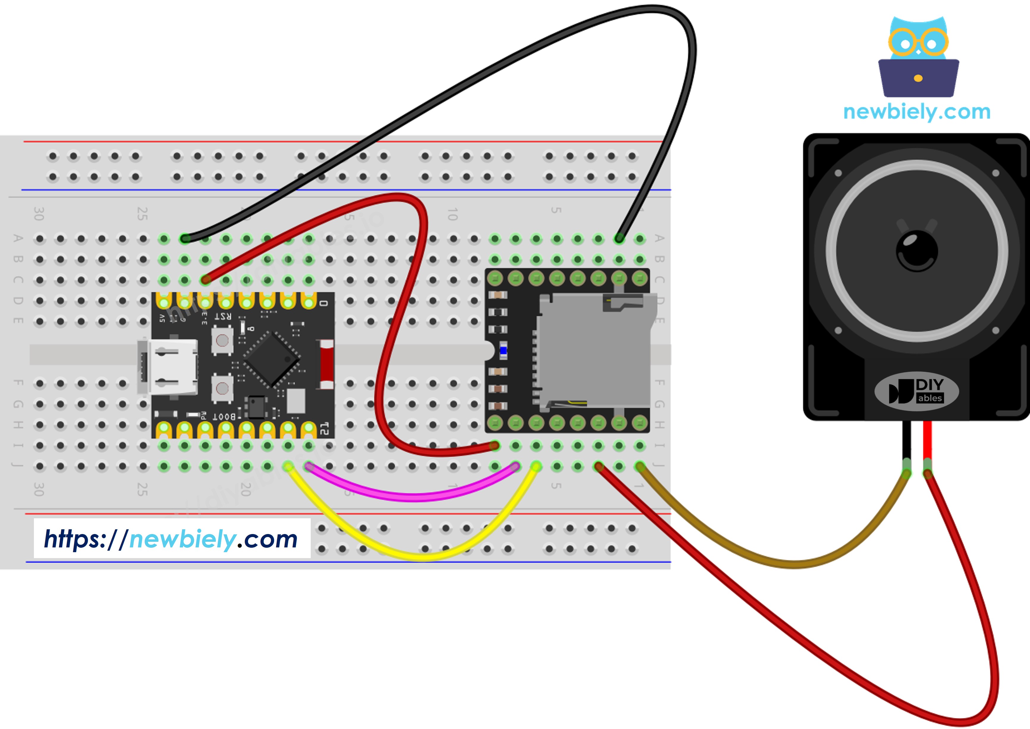 Schéma de Câblage Lecteur Mini Mp3 ESP32 C3 Super Mini
