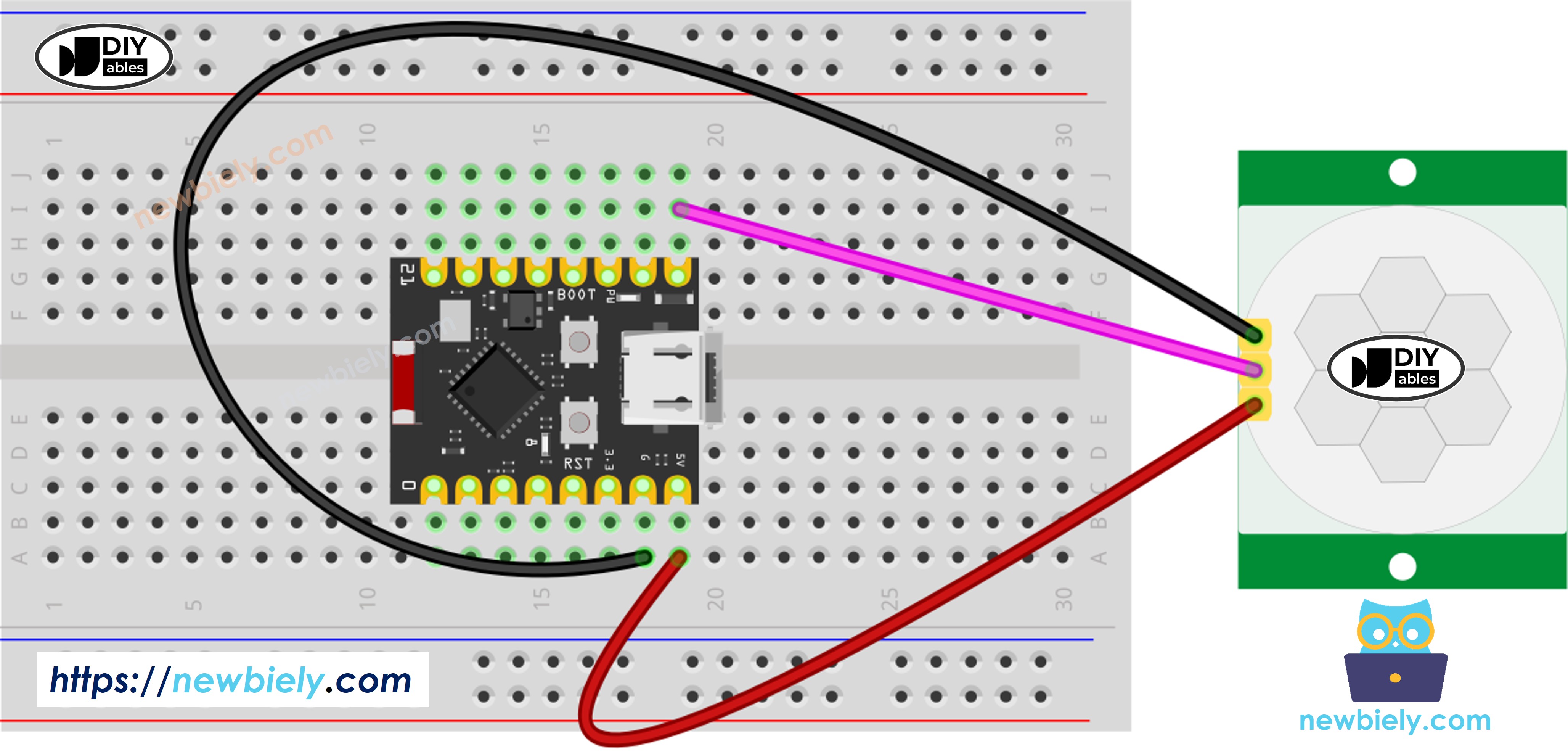 Schéma de Câblage Capteur de Mouvement ESP32 C3 Super Mini