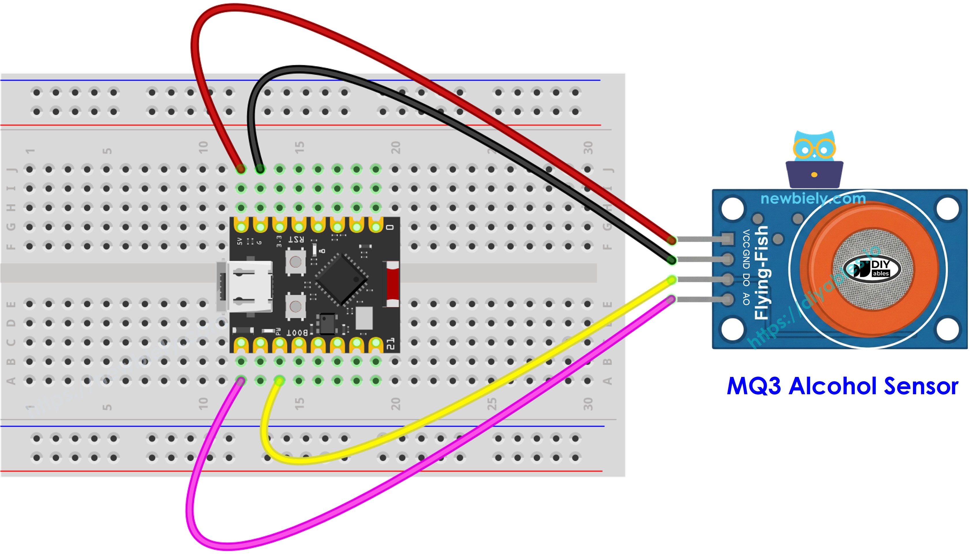 Schéma de câblage du capteur d'alcool MQ3 ESP32 C3 Super Mini