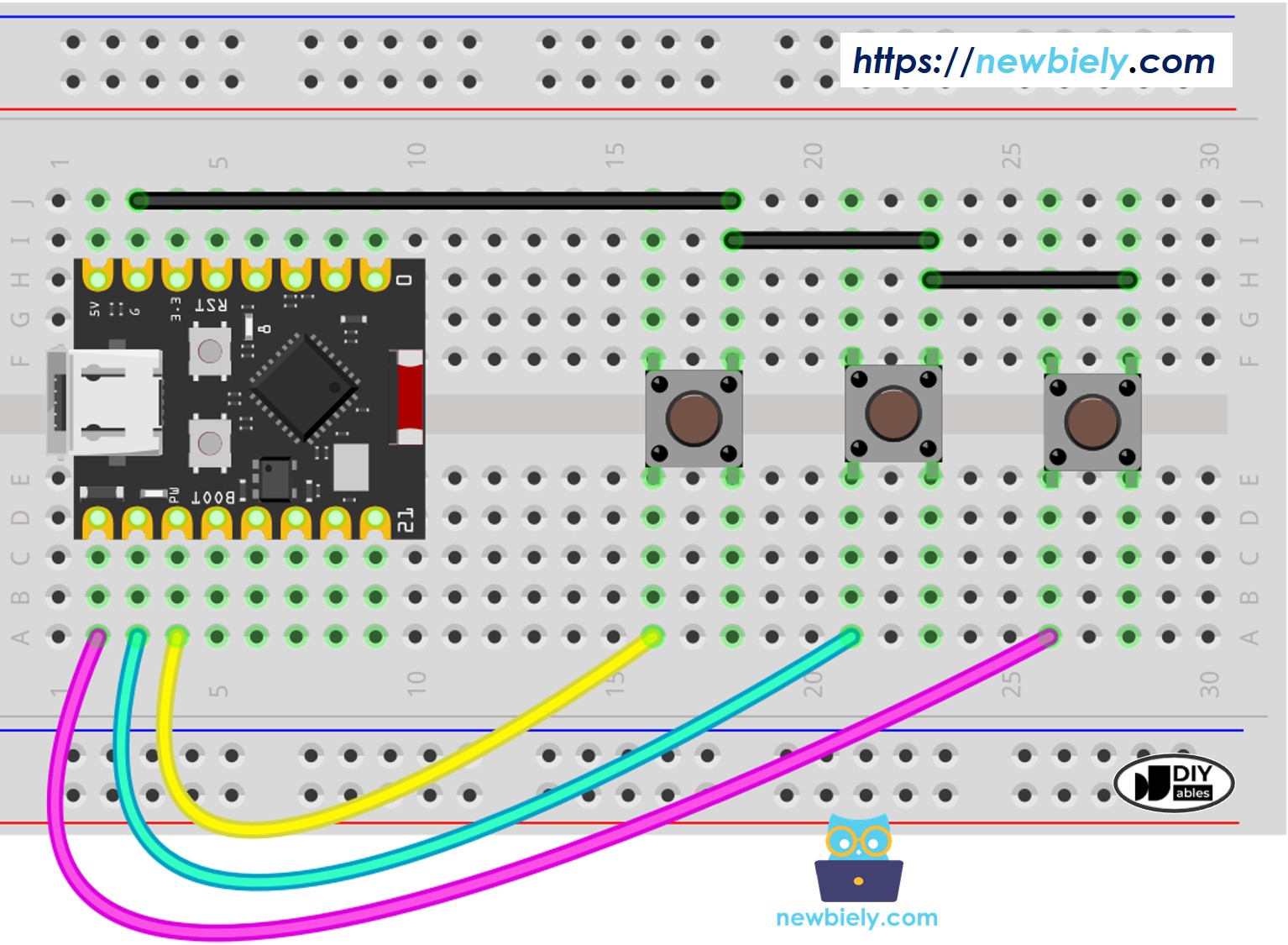 Schéma de Câblage Bibliothèque Bouton ESP32 C3 Super Mini