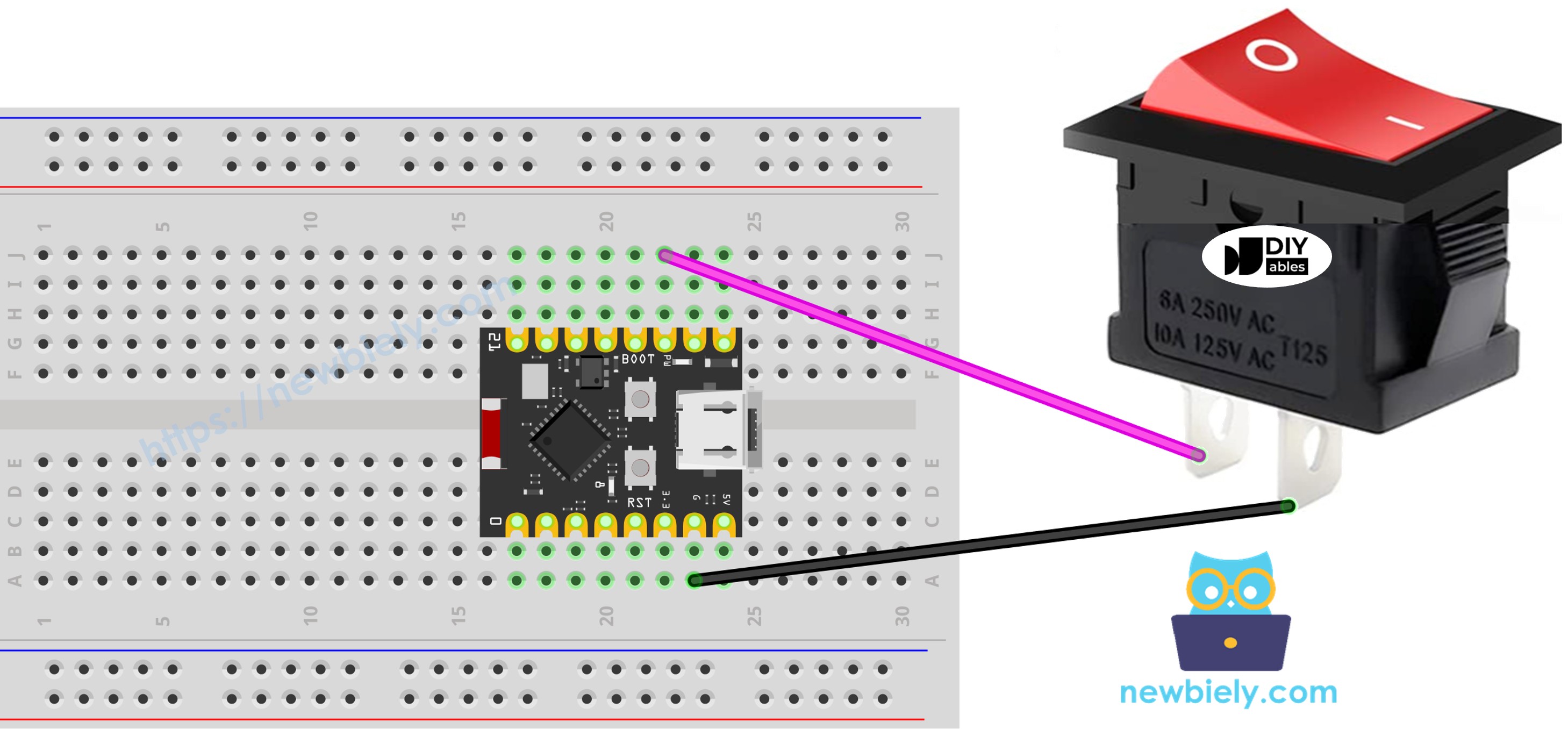 Schéma de Câblage ESP32 C3 Super Mini Interrupteur ON/OFF