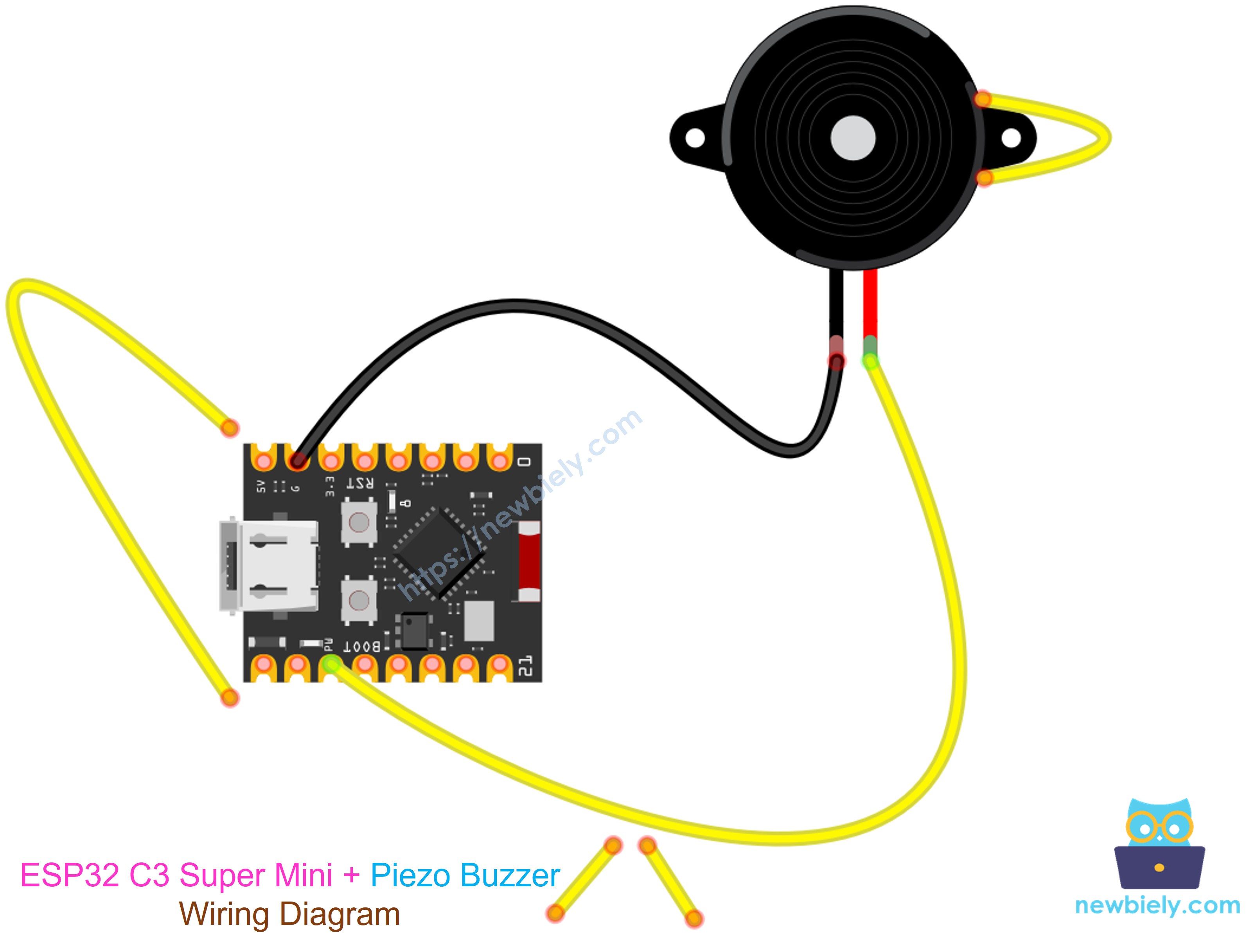 Schéma de Câblage Canard ESP32 C3 Super Mini Buzzer Piézo