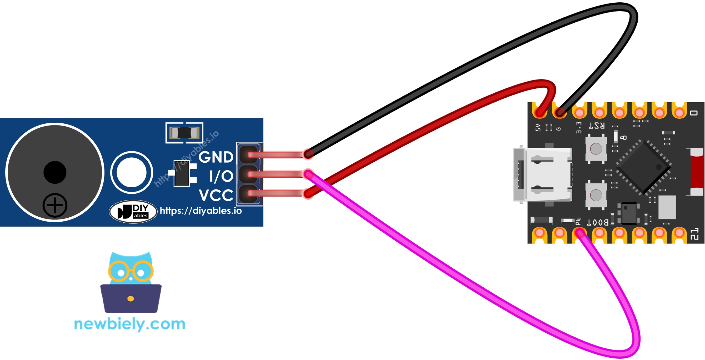 Schéma de Câblage ESP32 C3 Super Mini Module Buzzer Piézo