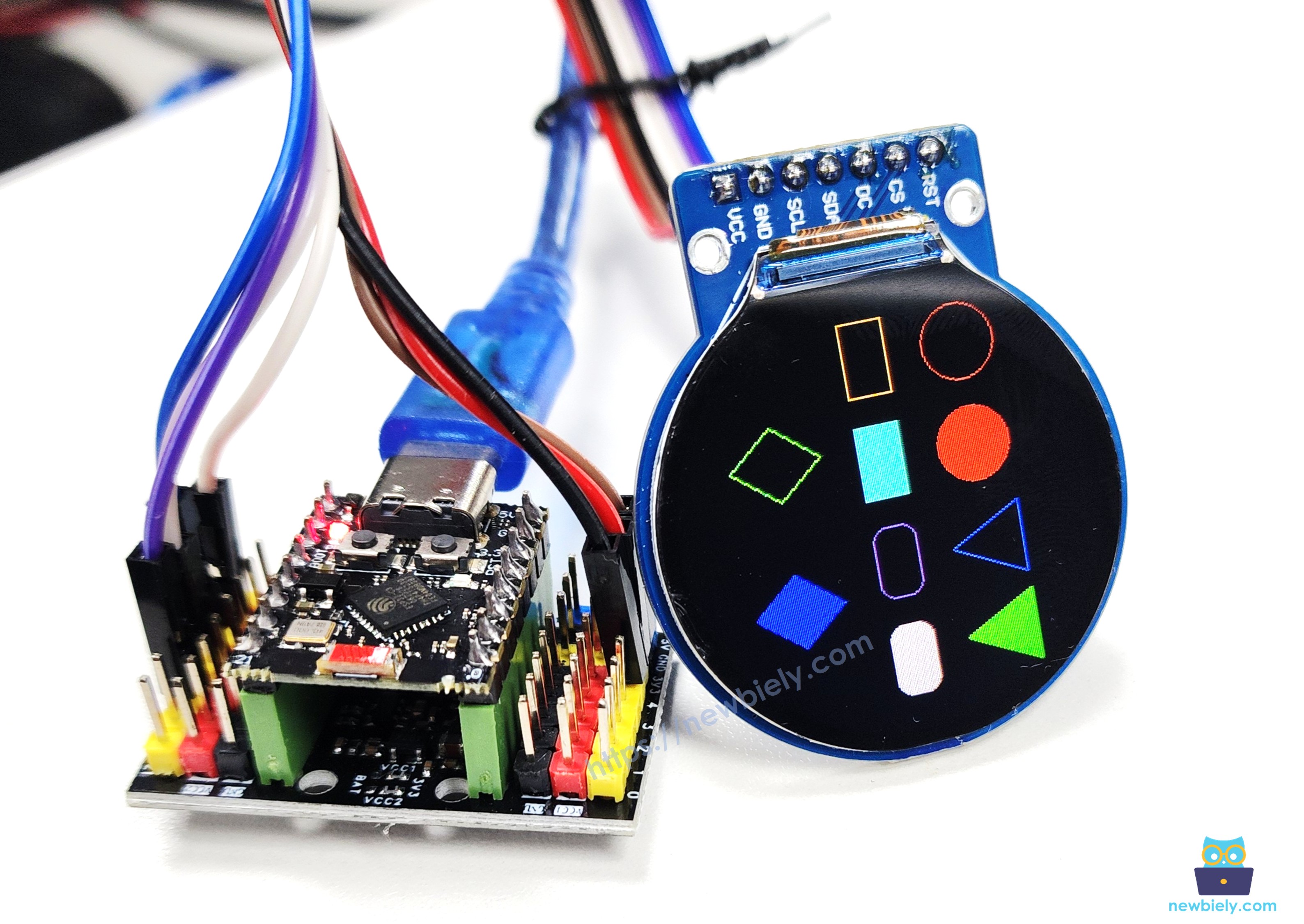 Écran d'Affichage TFT LCD Circulaire Rond ESP32 C3 Super Mini Dessiner des Formes