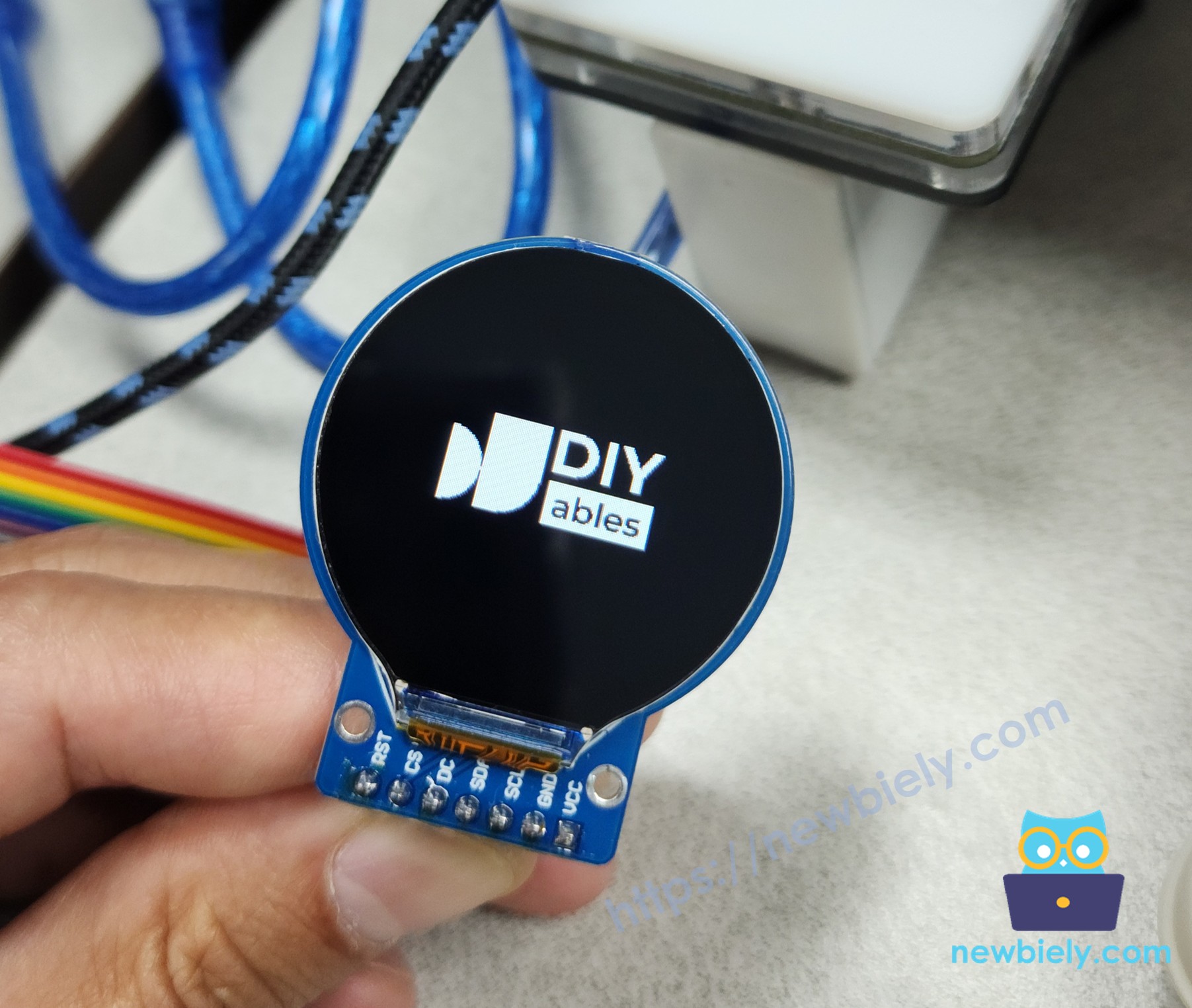 Écran d'Affichage TFT LCD Circulaire Rond ESP32 C3 Super Mini affichant l'image à partir de la Carte SD Micro