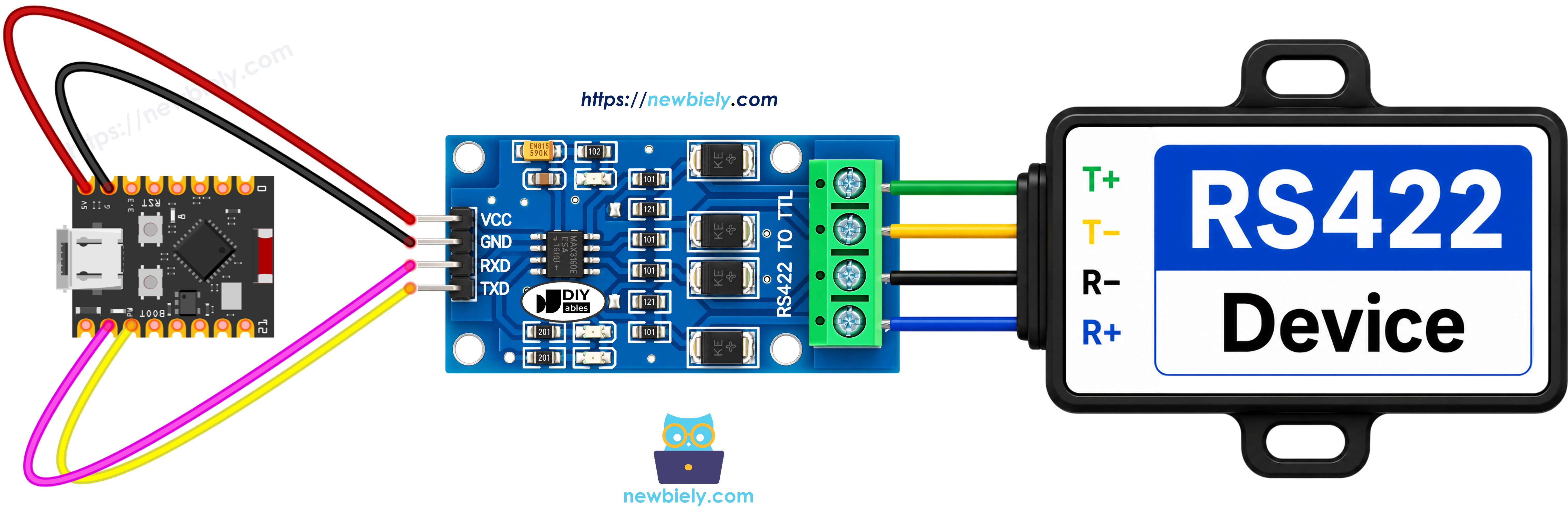 Schéma de câblage ESP32 C3 Super Mini TTL vers RS422
