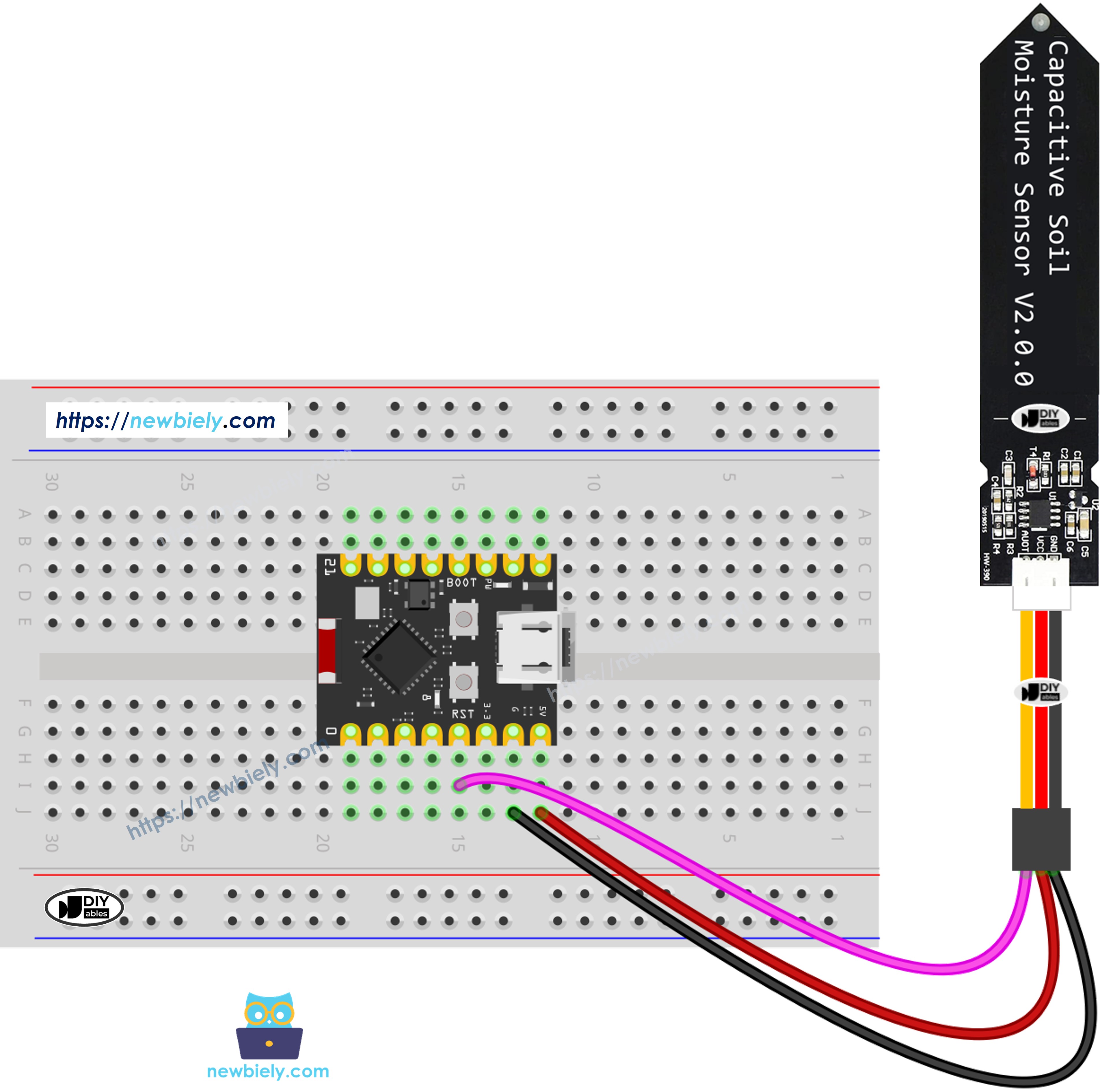ESP32 C3 Super Mini soil moisture sensor wiring diagram