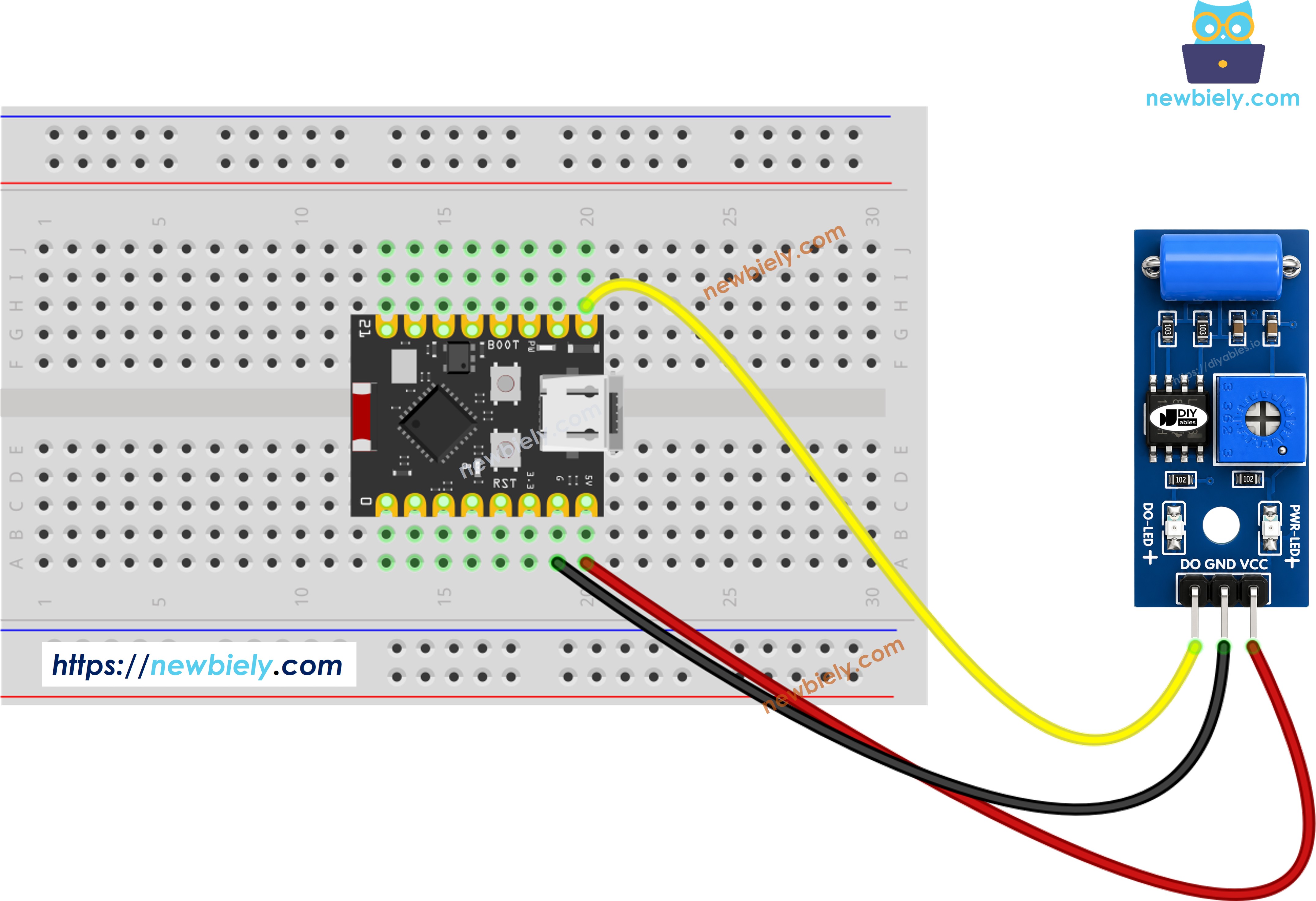 Schéma de Câblage ESP32 C3 Super Mini Capteur de Vibration SW-420