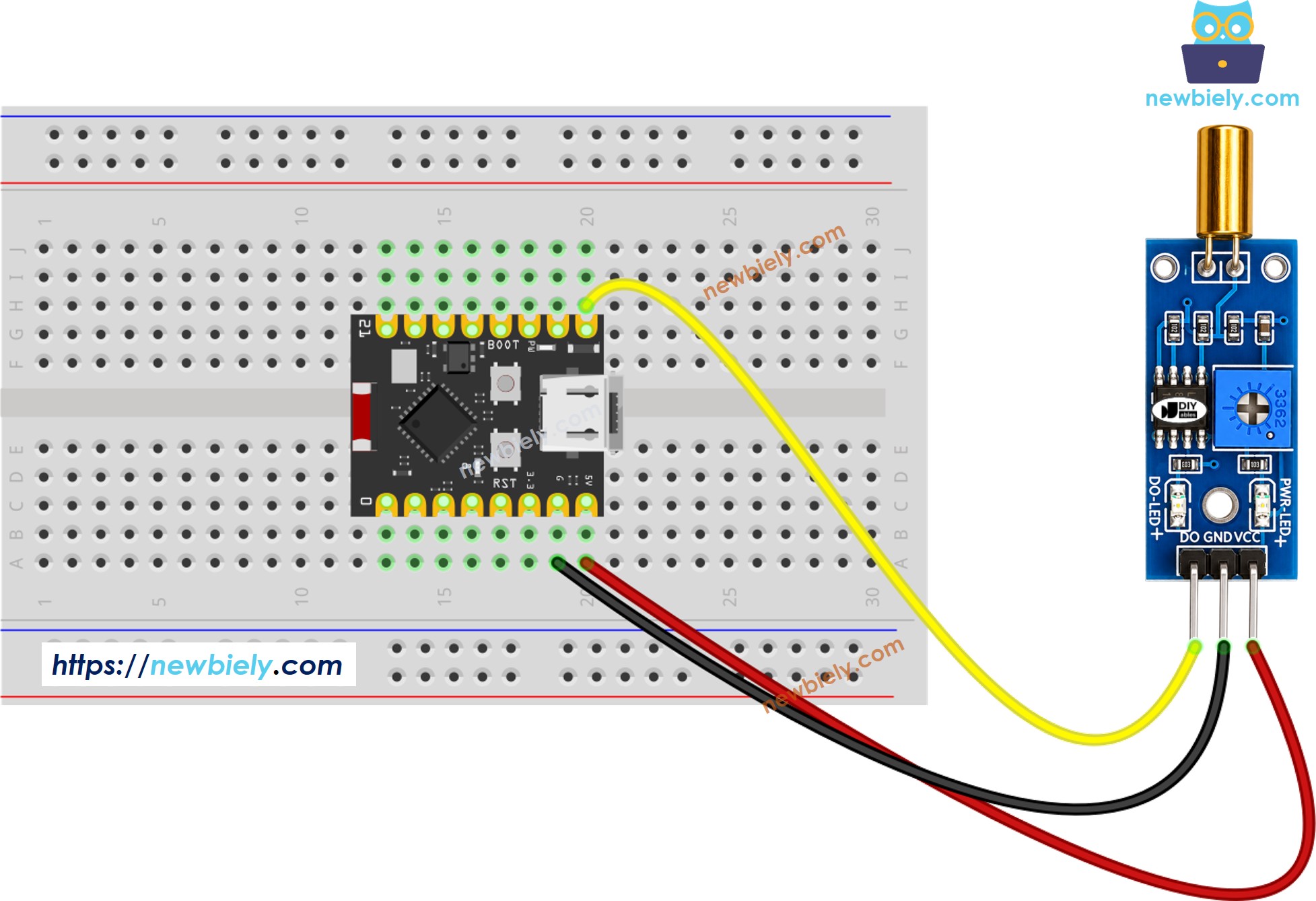 ESP32 C3 Super Mini SW520D Tilt Sensor Wiring Diagram
