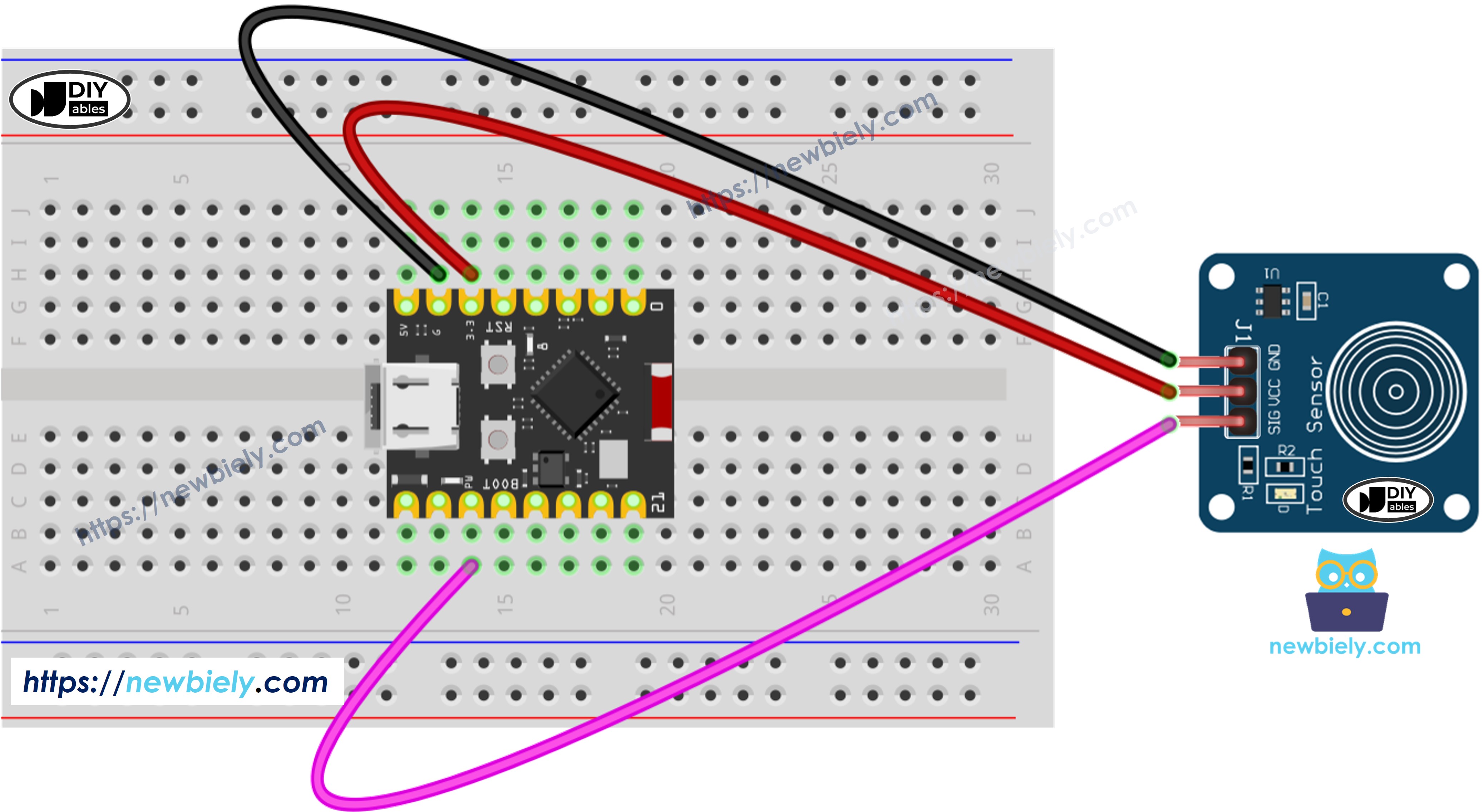 Schéma de Câblage ESP32 C3 Super Mini Capteur Tactile