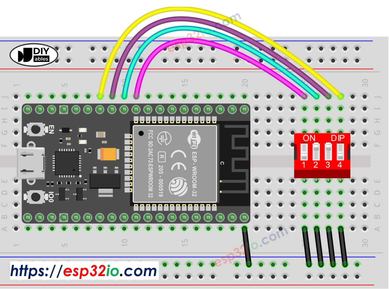 Schéma de câblage de l'interrupteur DIP ESP32