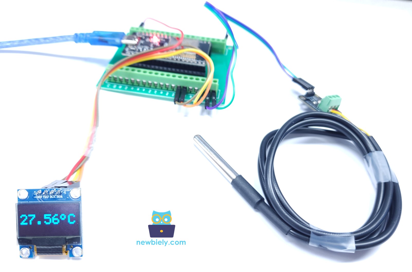 L'ESP32 affiche la température sur l'écran OLED