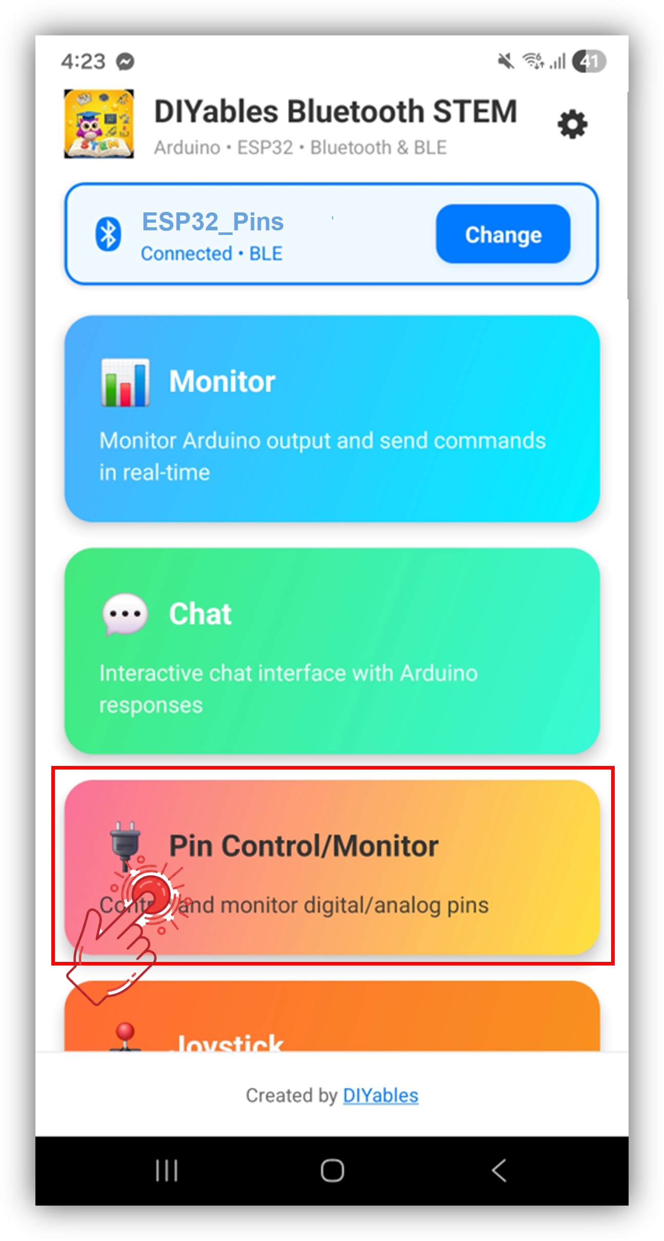 DIYables Bluetooth App - Écran d'Accueil avec App Digital Pins