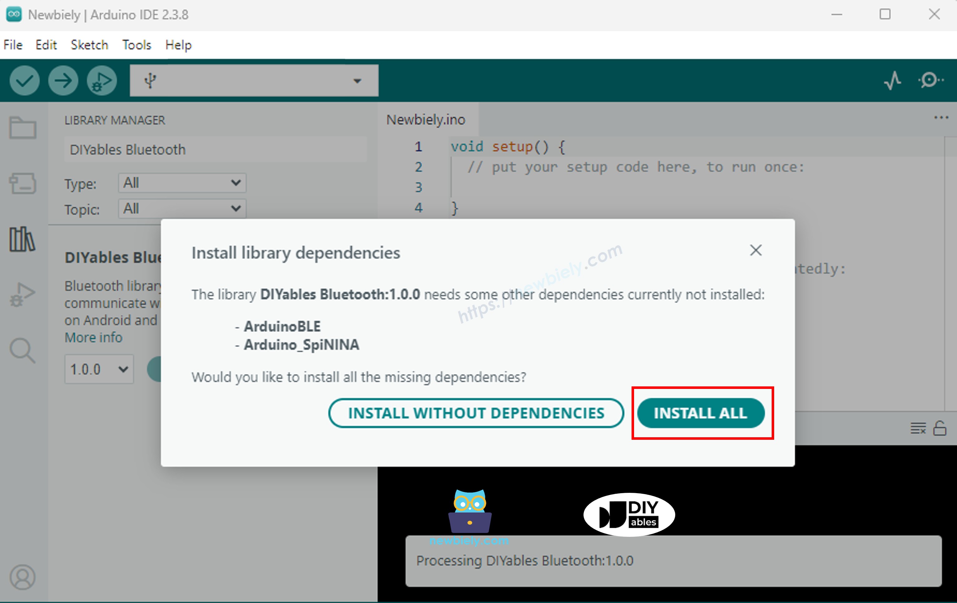 ESP32 DIYables Bluetooth dependency