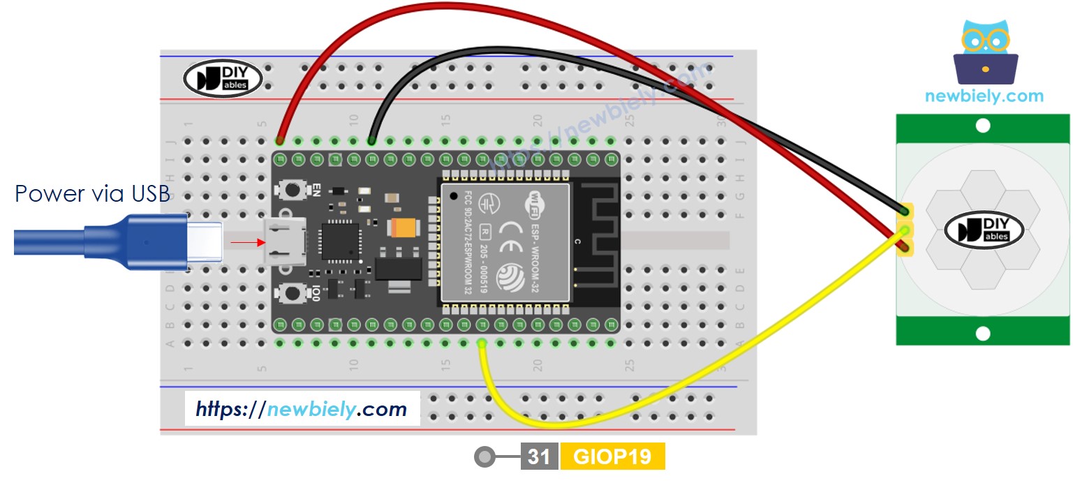 Schéma de câblage du capteur de mouvement ESP32