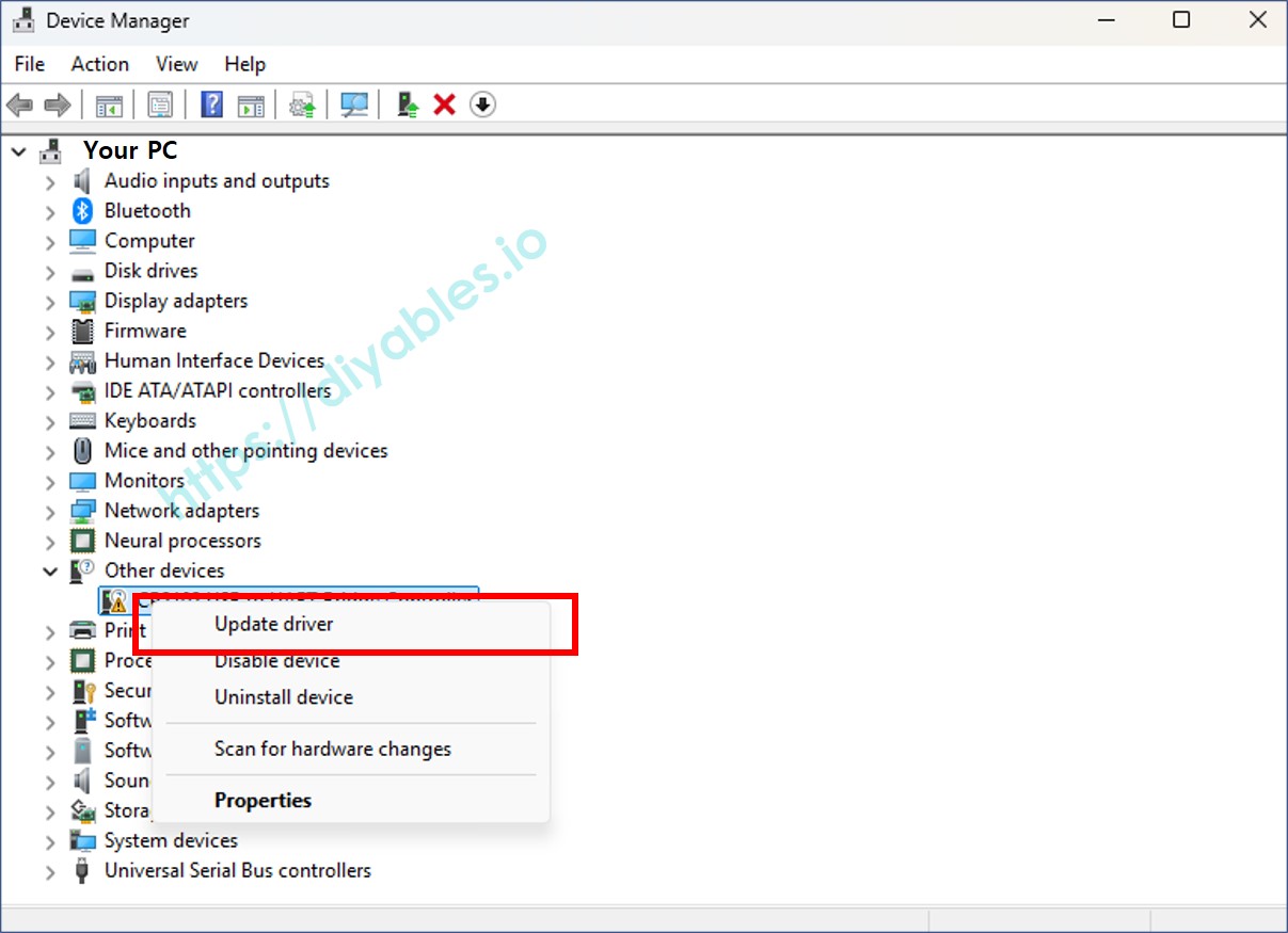 Mettre à jour le pilote