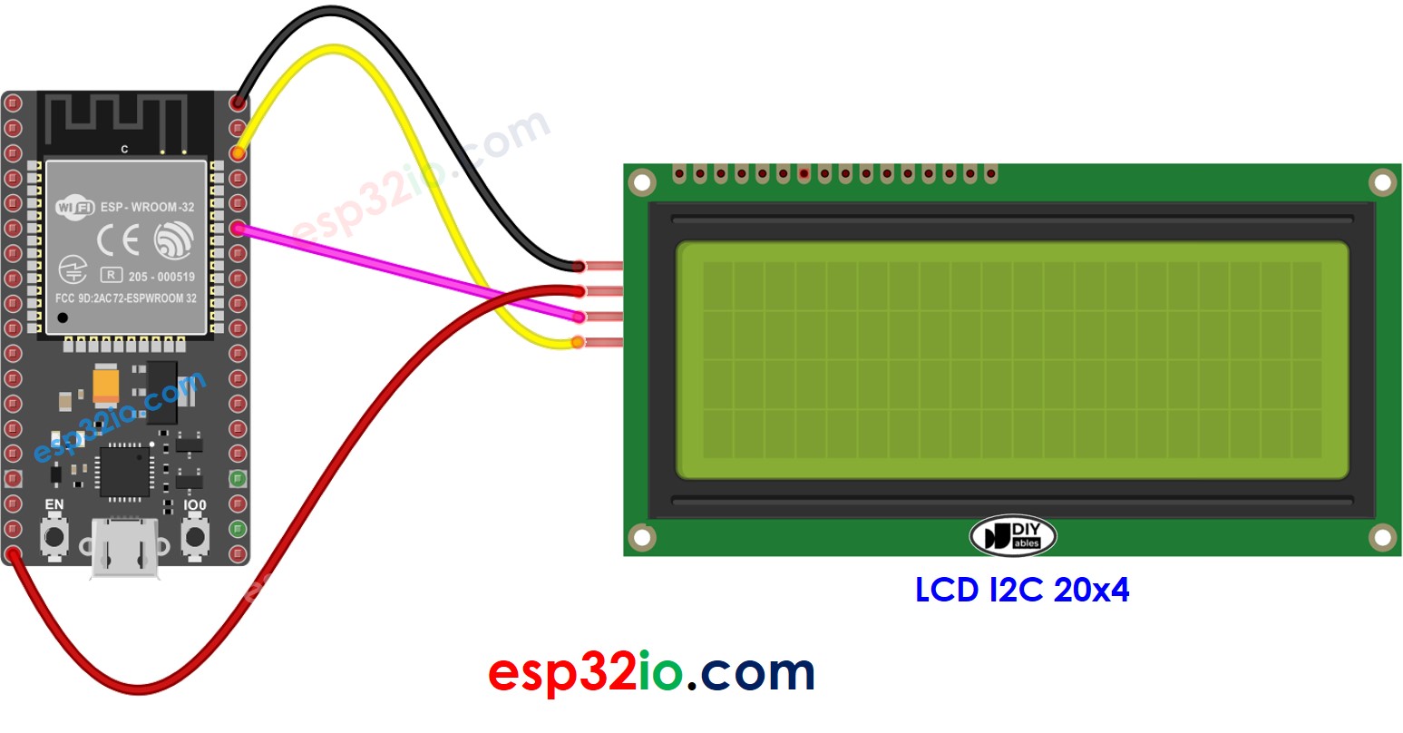 Schéma de câblage LCD 20x4 I2C ESP32