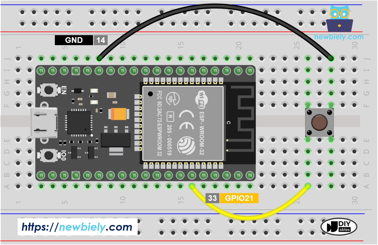 Schéma de câblage du bouton ESP32 MicroPython