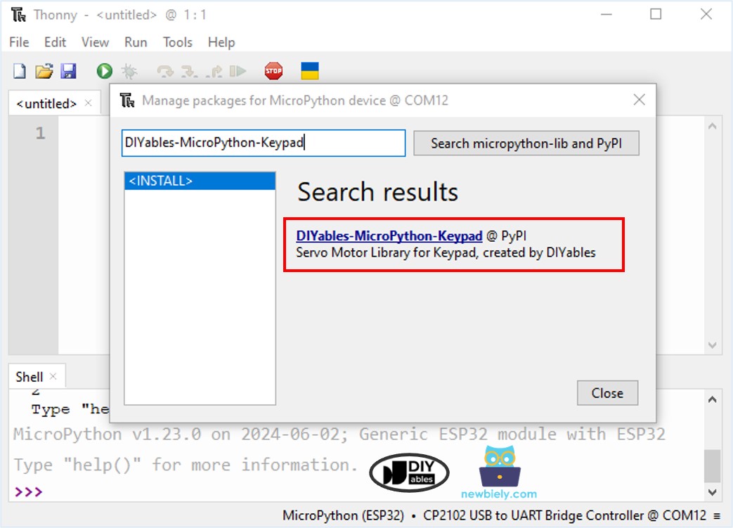 Bibliothèque ESP32 MicroPython pour clavier numérique