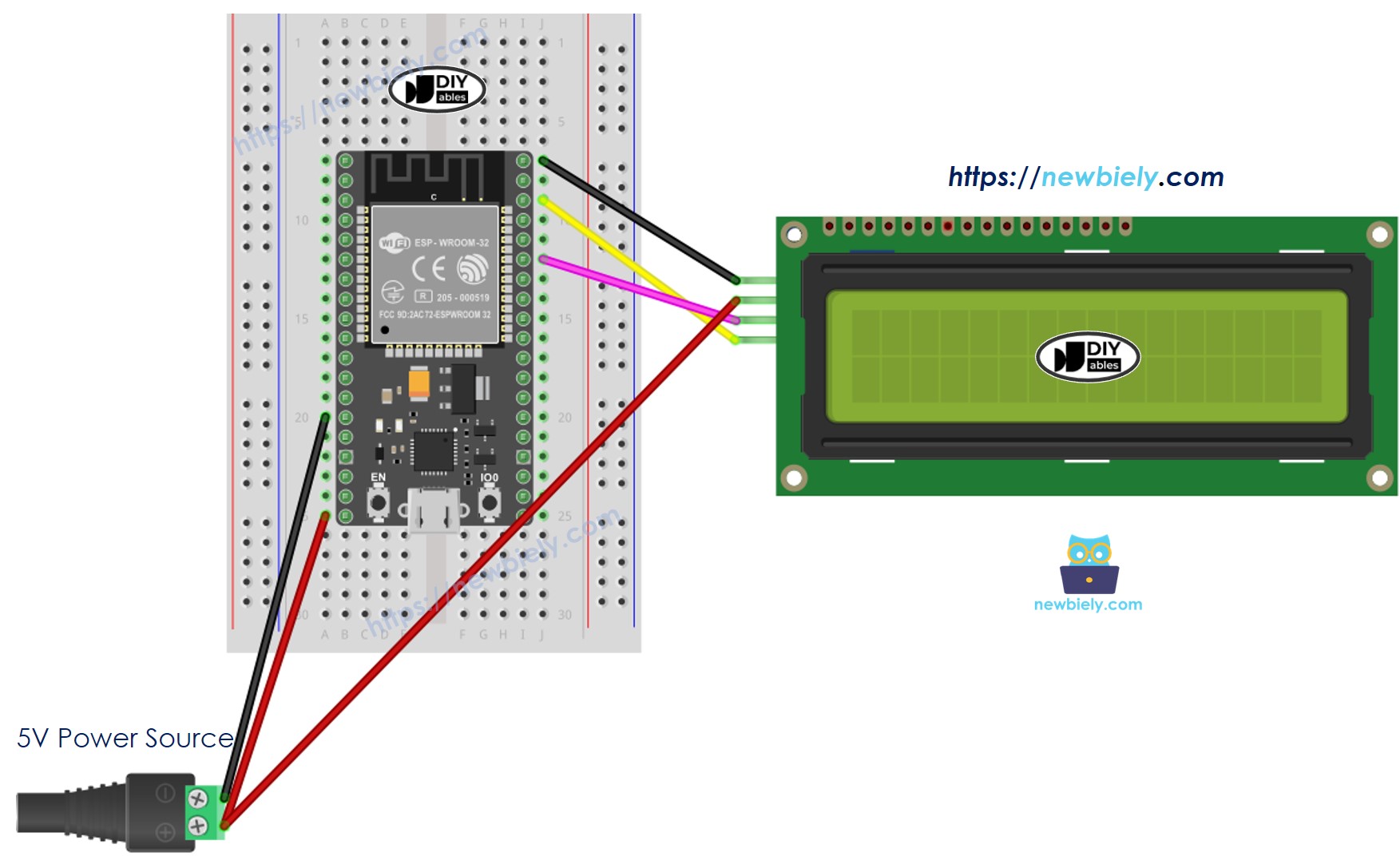 Schéma de câblage de l'affichage LCD ESP32 MicroPython