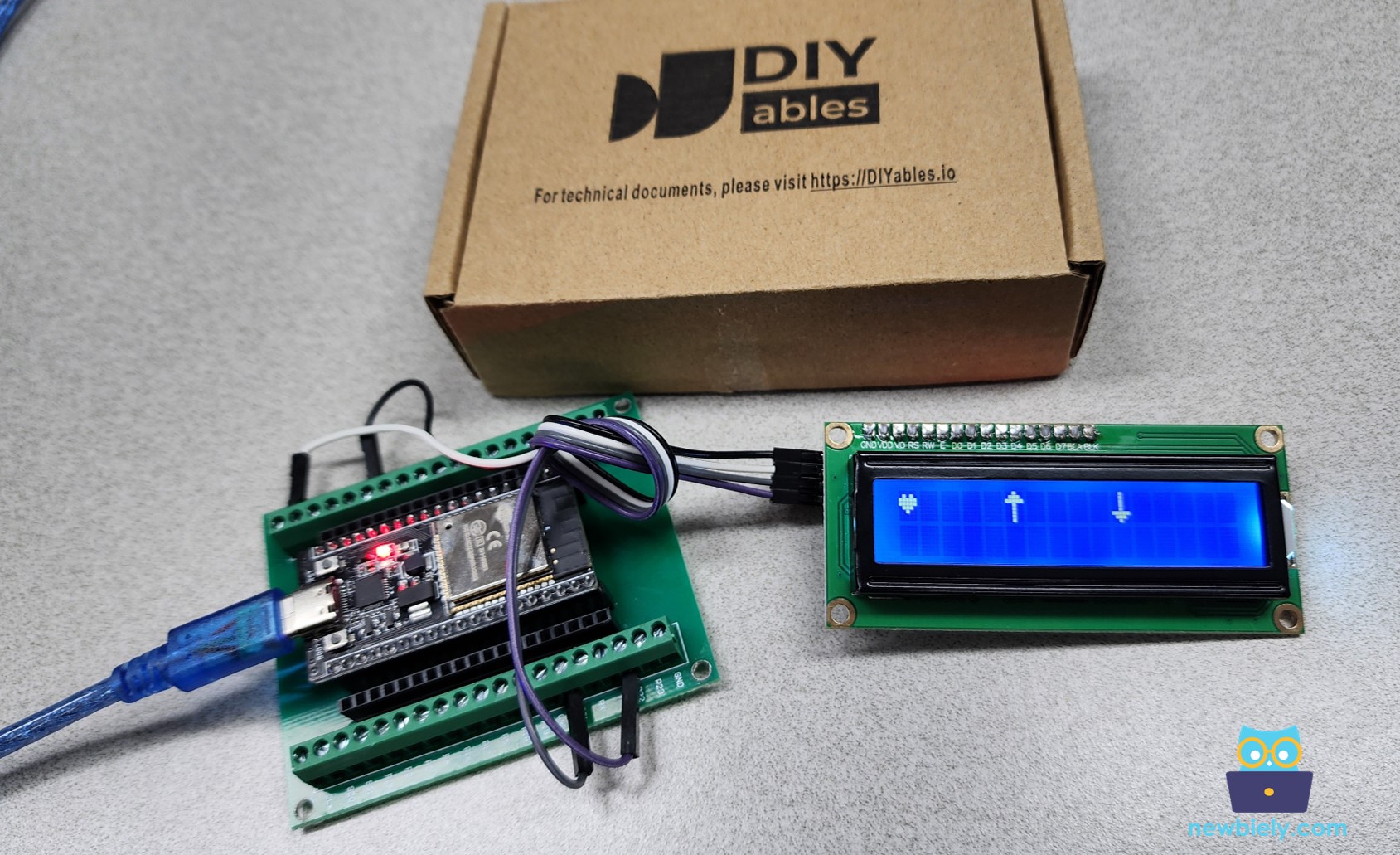Plusieurs caractères personnalisés sur un écran LCD
