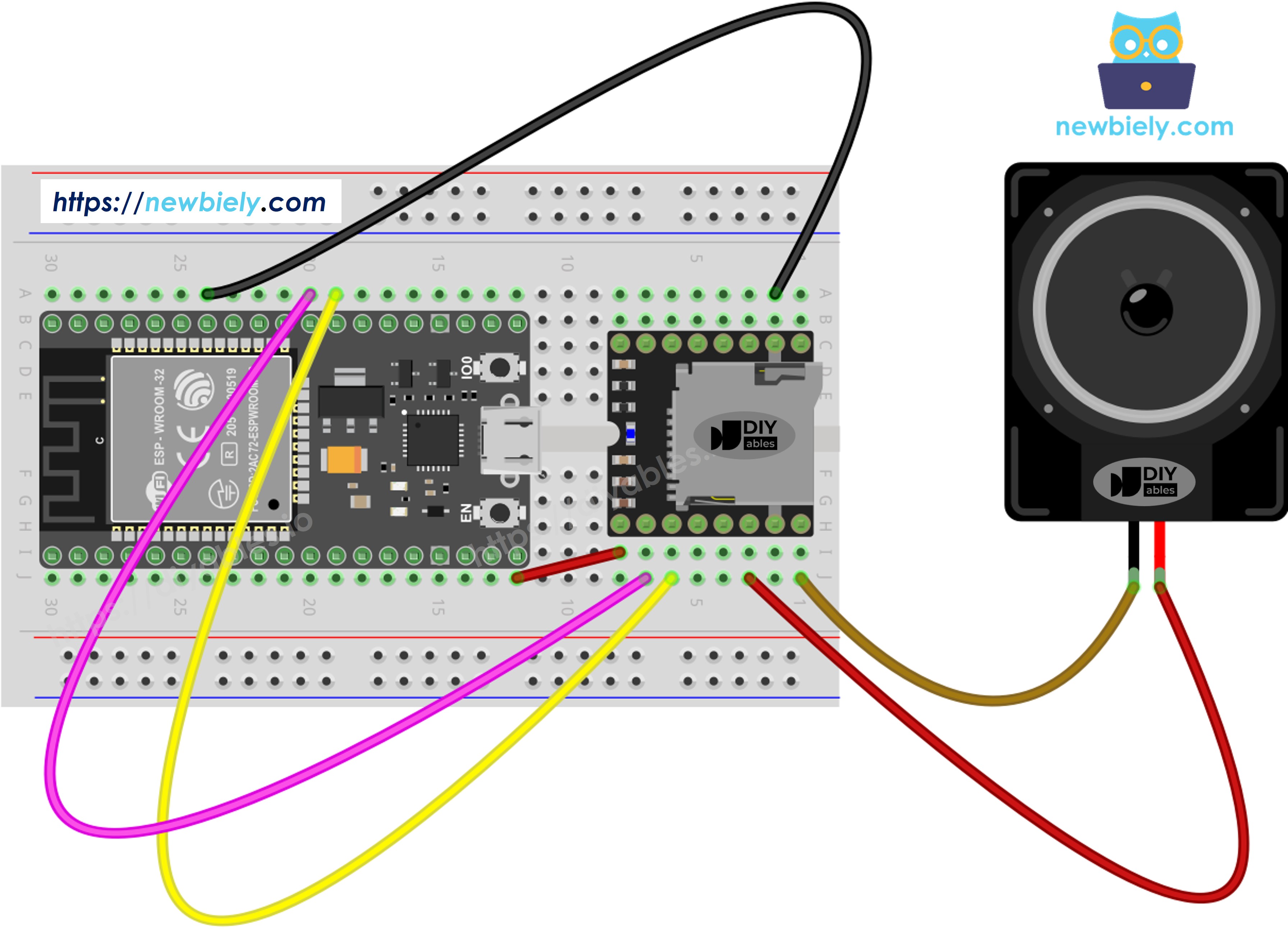 Schéma de câblage ESP32 MicroPython Mini Mp3 Player