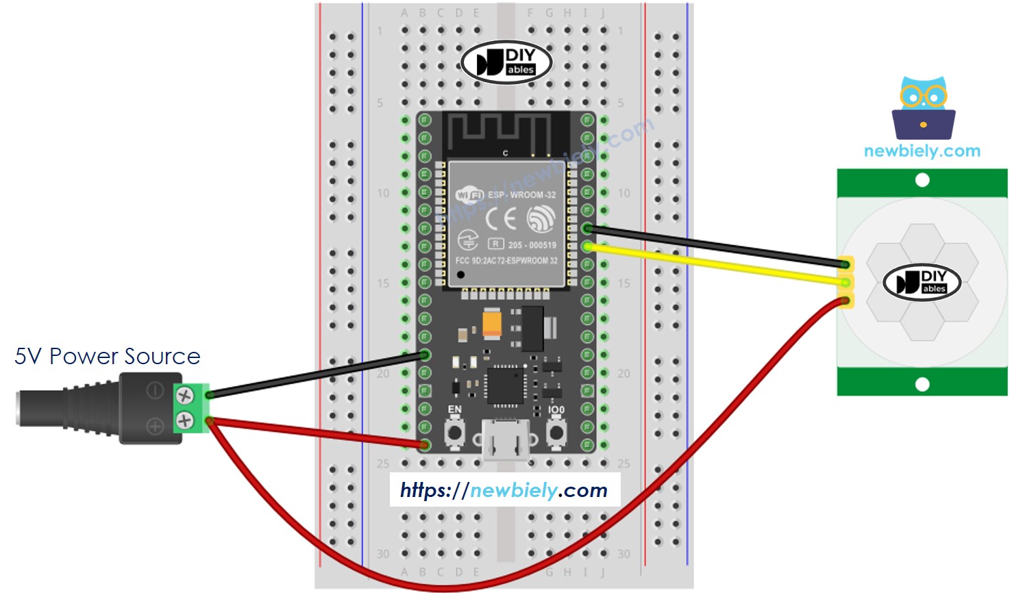 Schéma de câblage du capteur de mouvement ESP32 MicroPython