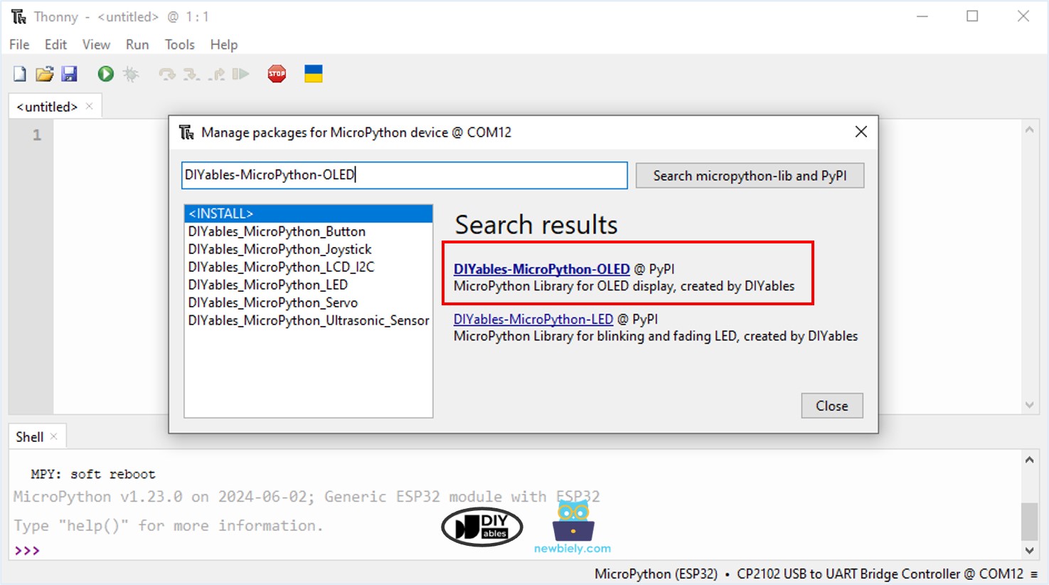 Bibliothèque OLED MicroPython pour ESP32