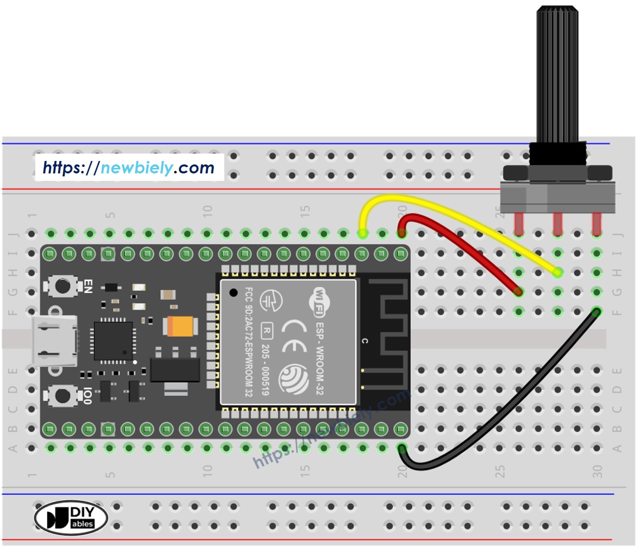 Schéma de câblage du potentiomètre ESP32 MicroPython