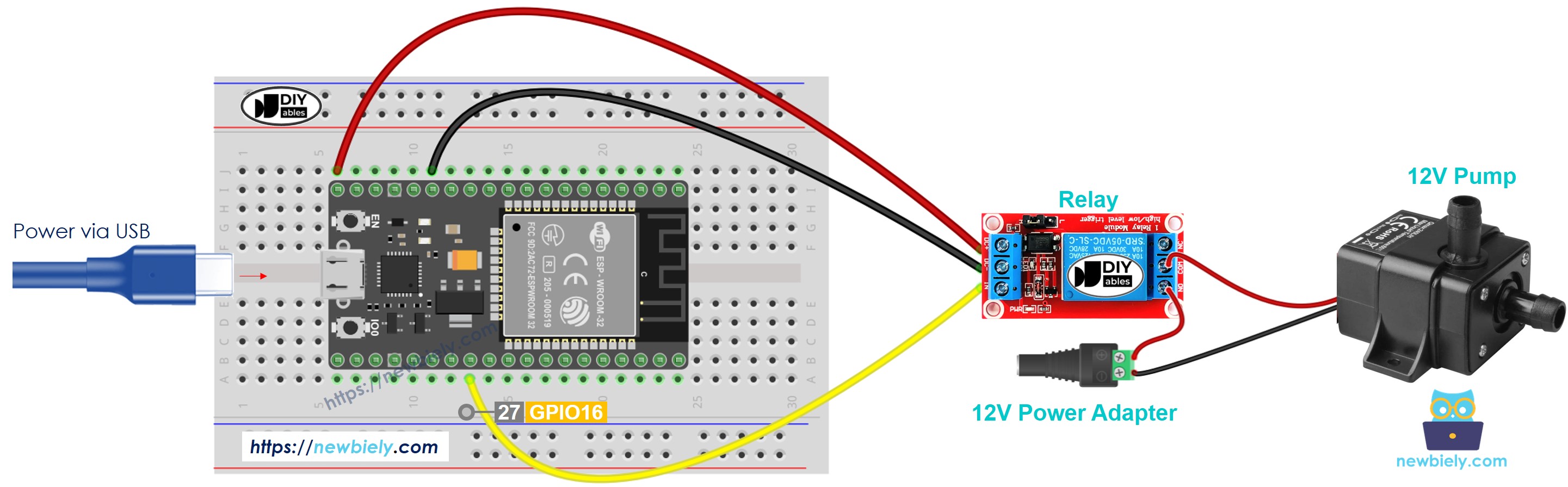 Schéma de câblage d'une pompe ESP32 MicroPython