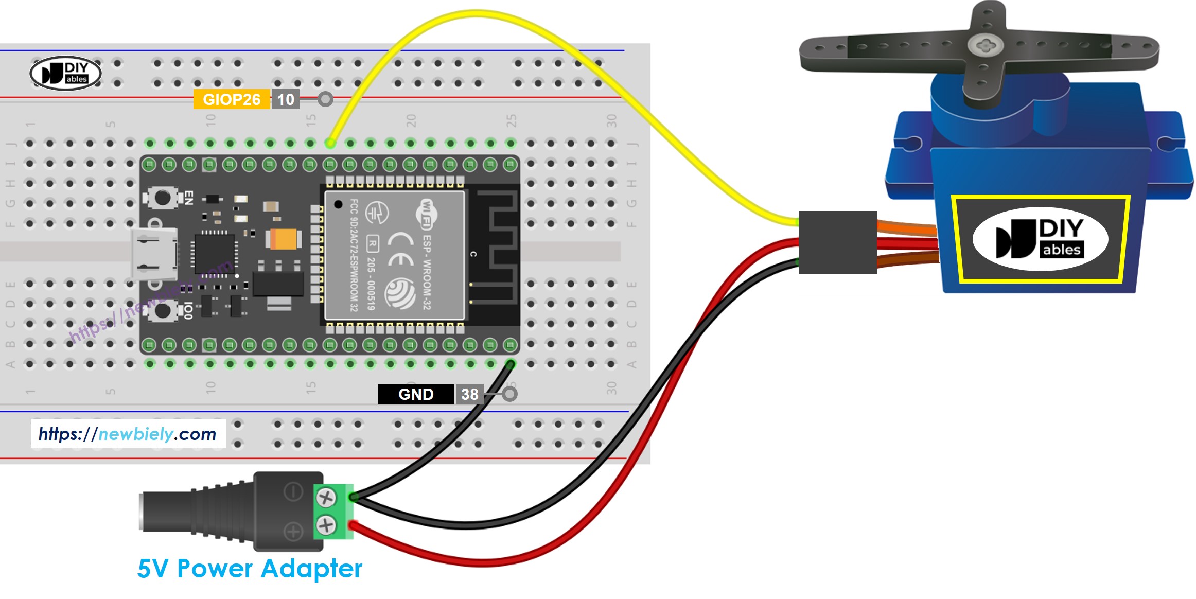 Schéma de câblage du servomoteur ESP32 MicroPython