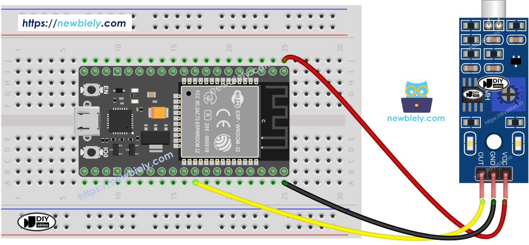 Schéma de câblage du capteur sonore ESP32 MicroPython